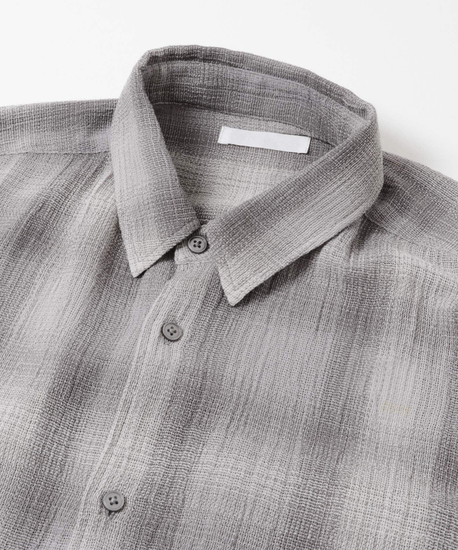 オンブレーチェックレギュラーカラーシャツ GRAY M