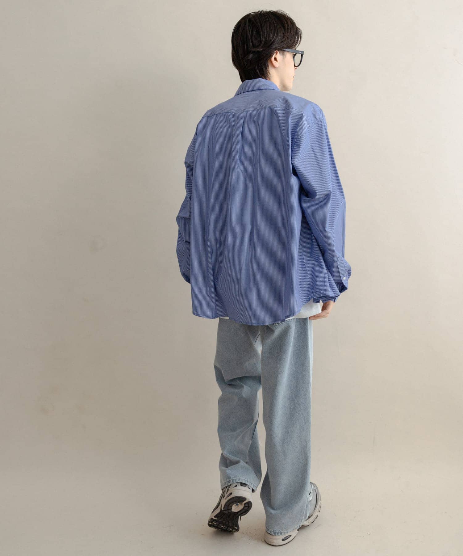 『WEB/一部店舗限定』コンフォートレギュラーカラーシャツ BLU×WHT L