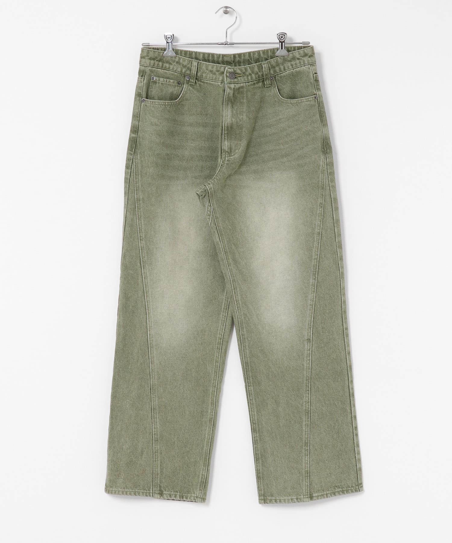 ツイストデニムワイドパンツ GREEN M