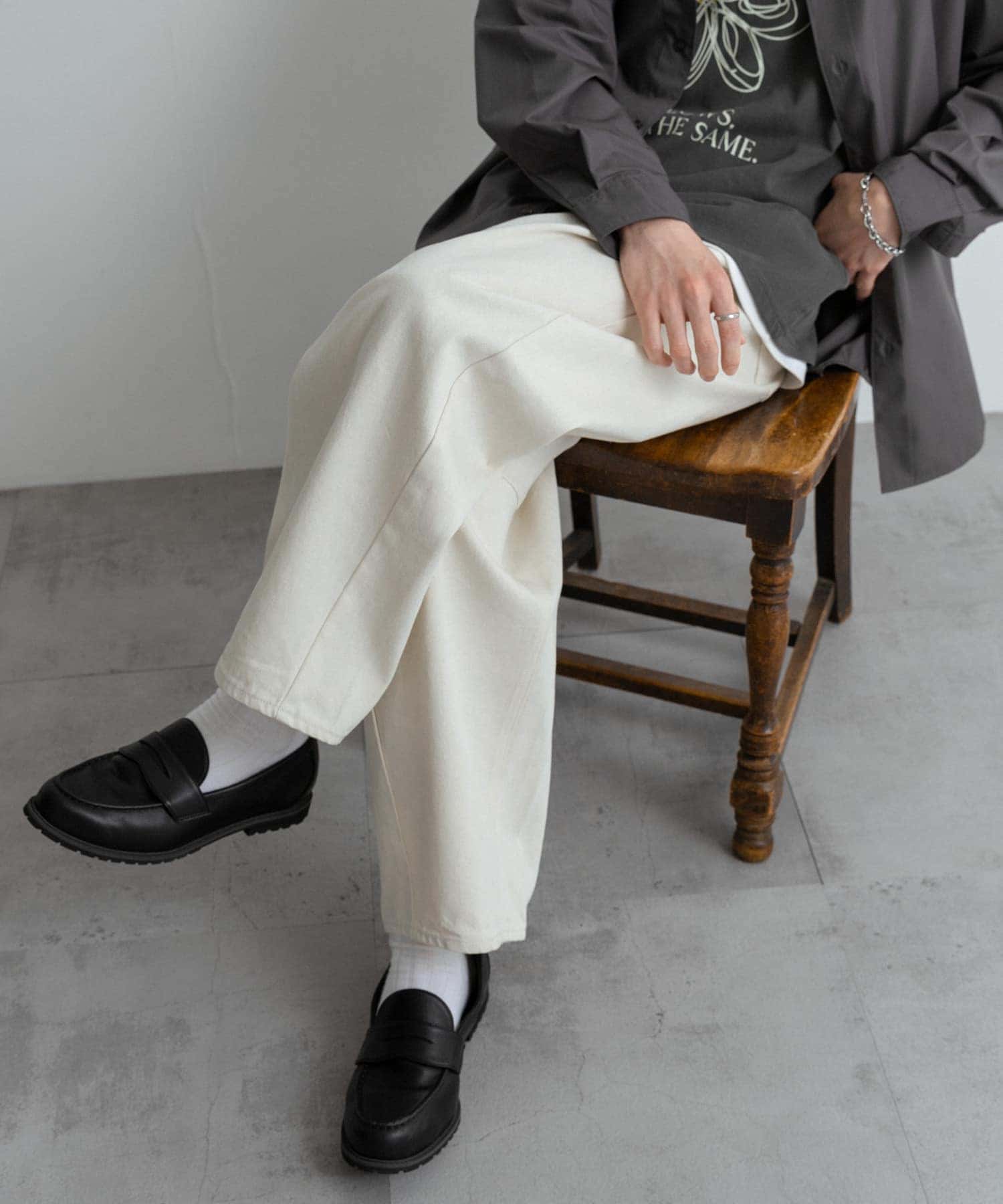 バレルレッグデニムパンツ WHITE M