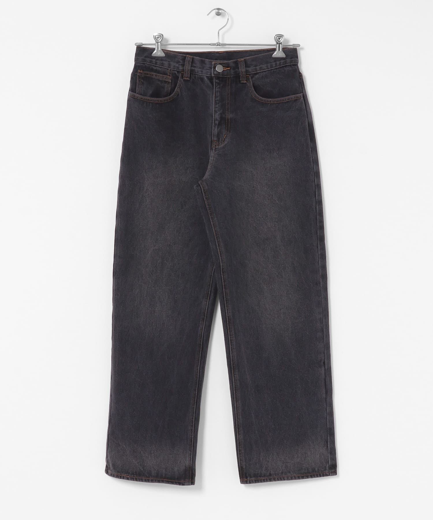 『WEB限定』ハードウォッシュデニムワイドパンツ BLACK M