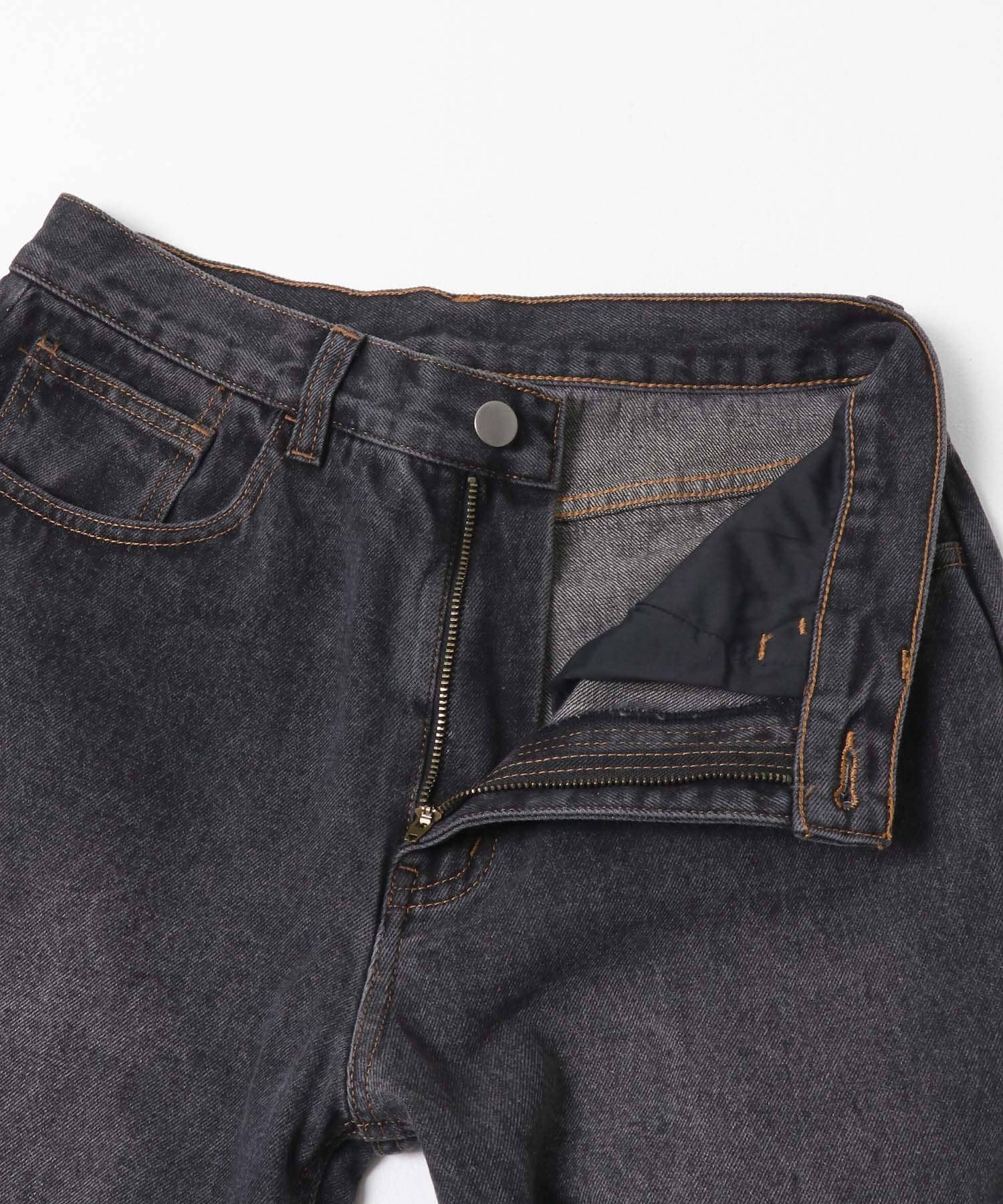 『WEB限定』ハードウォッシュデニムワイドパンツ BLACK M