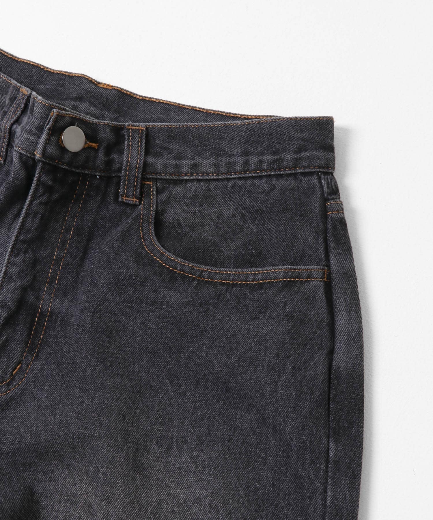 『WEB限定』ハードウォッシュデニムワイドパンツ BLACK M