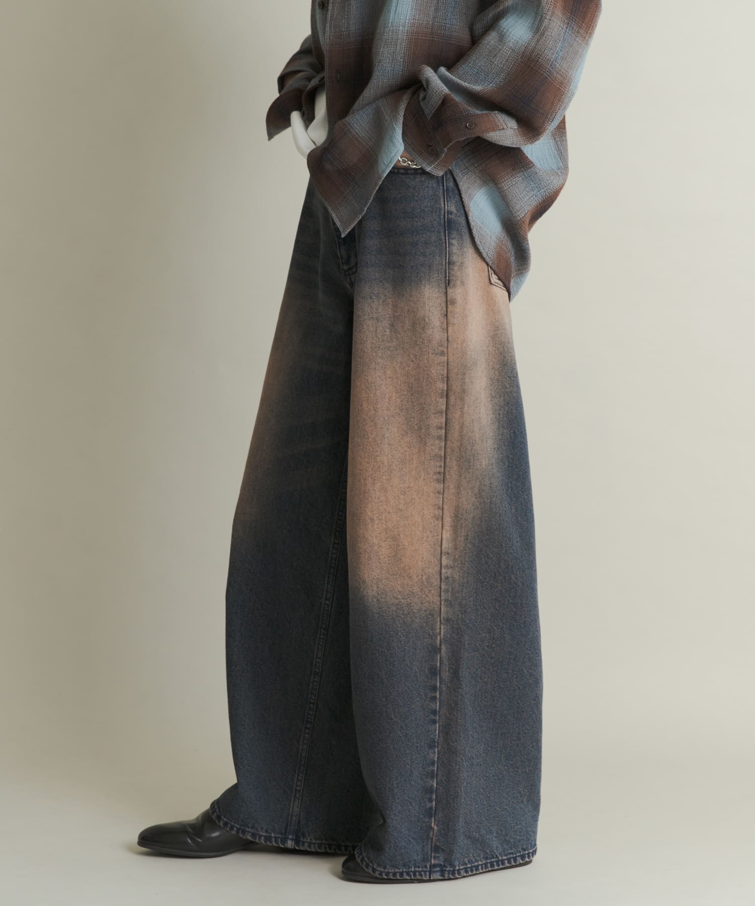 ヴィンテージライクデニムワイドパンツ