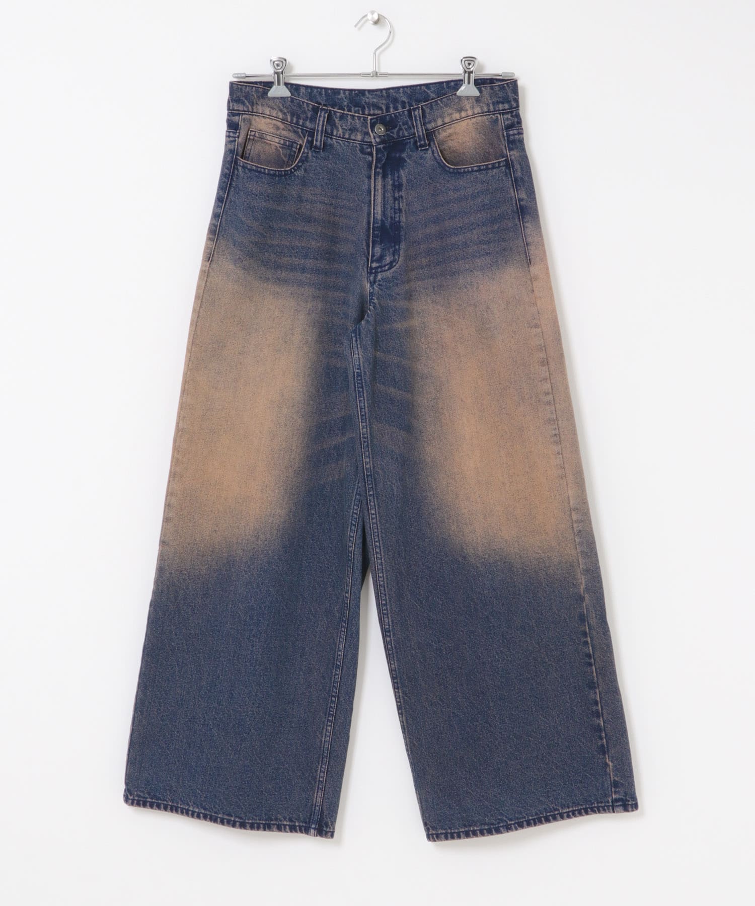 ヴィンテージライクデニムワイドパンツ NAVY M