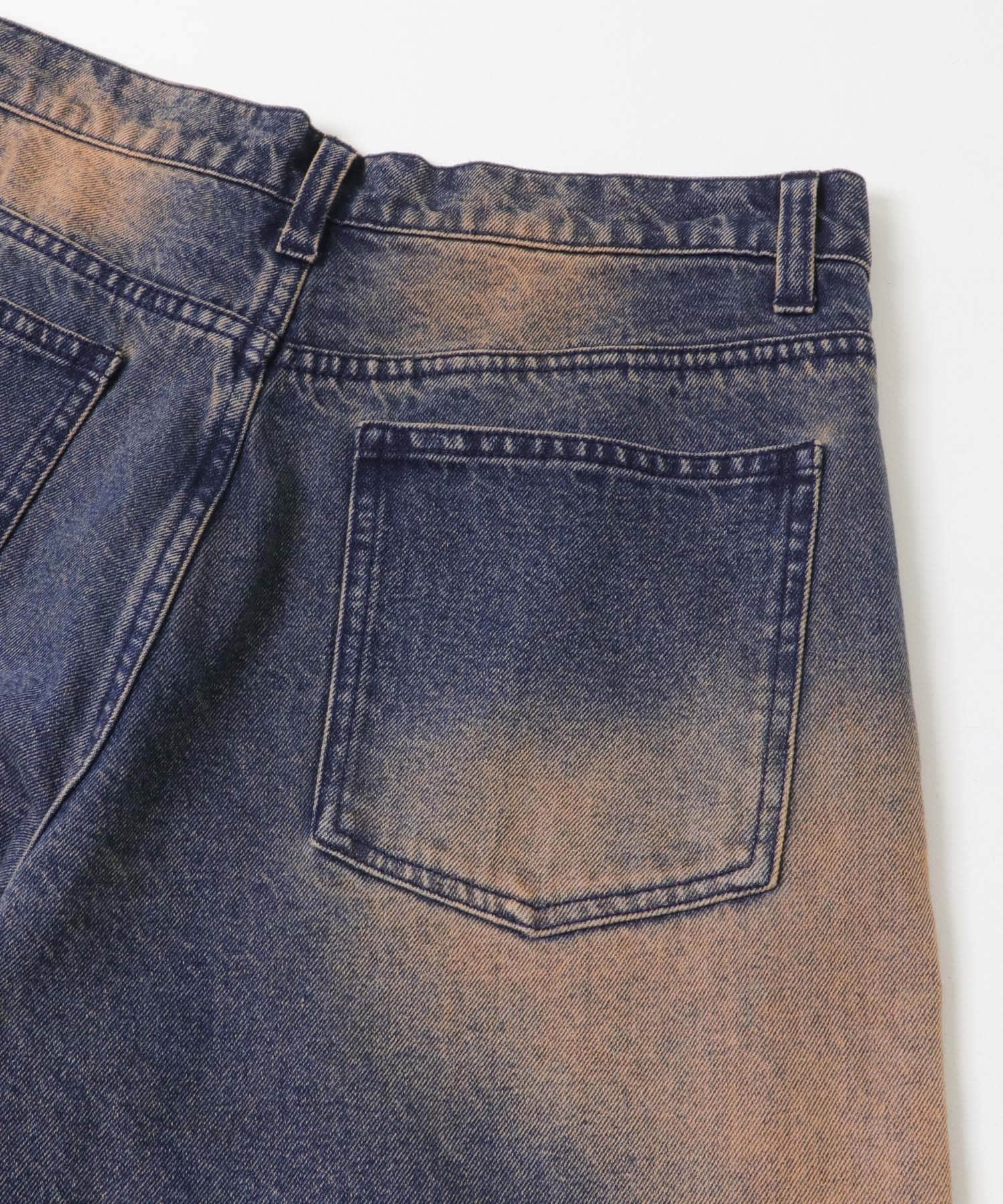 ヴィンテージライクデニムワイドパンツ NAVY M