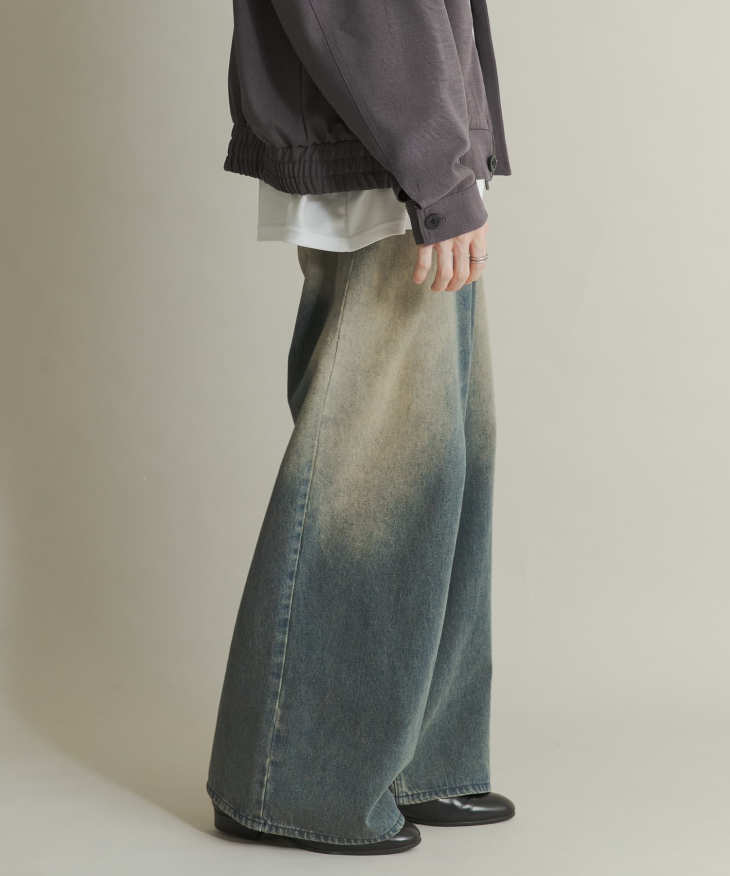 ヴィンテージライクデニムワイドパンツ
