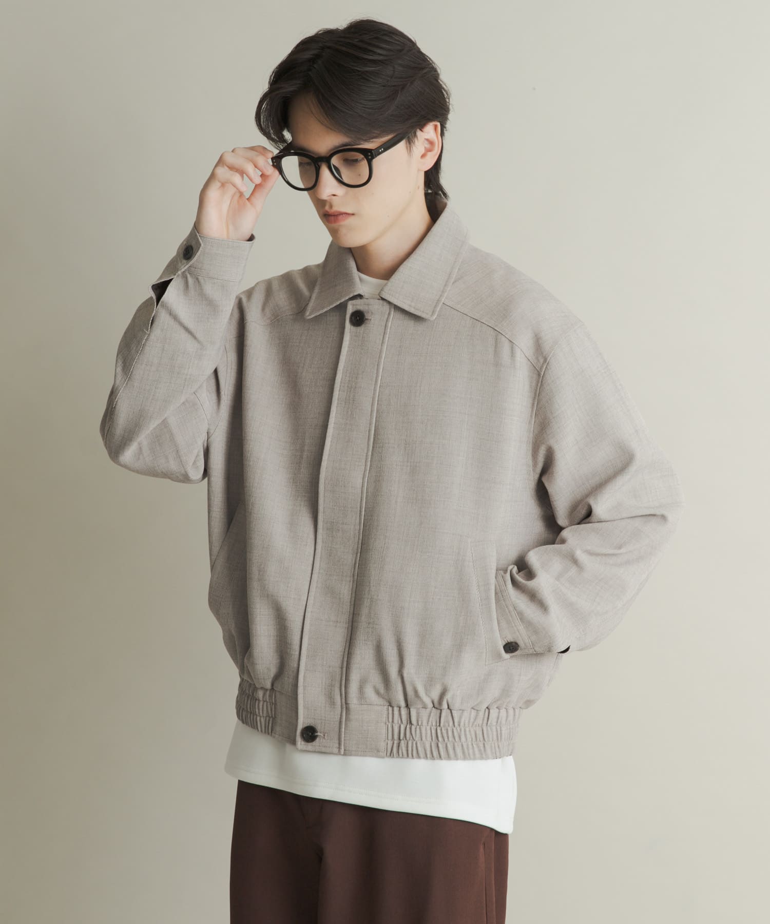 メランジバルーンジップブルゾン