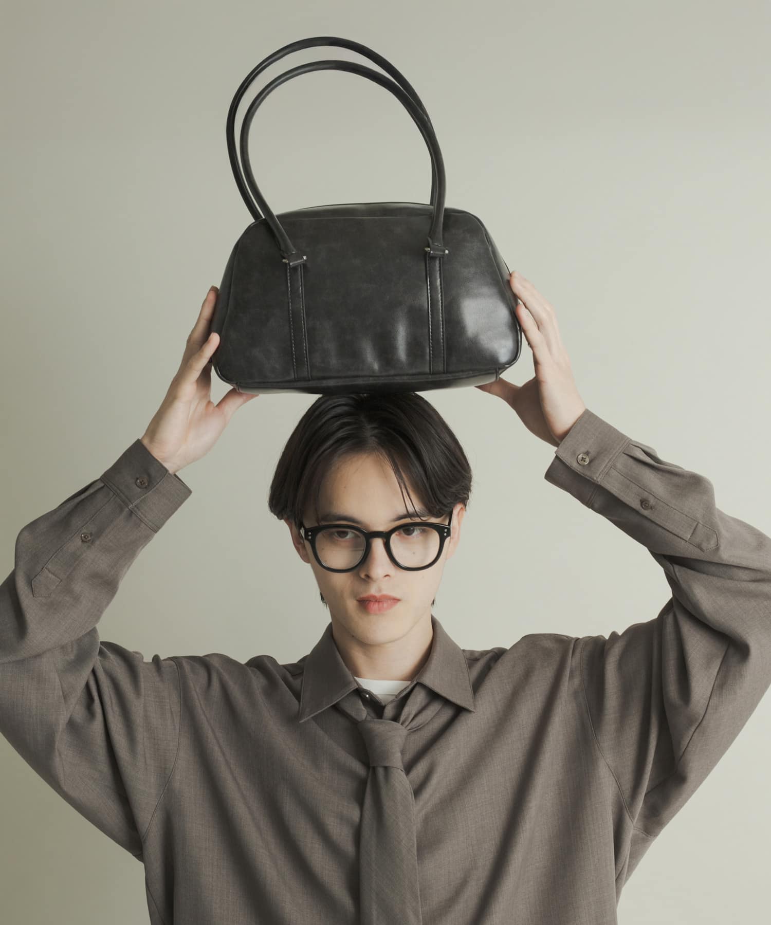 ロングハンドルボストンバッグ CHARCOAL one