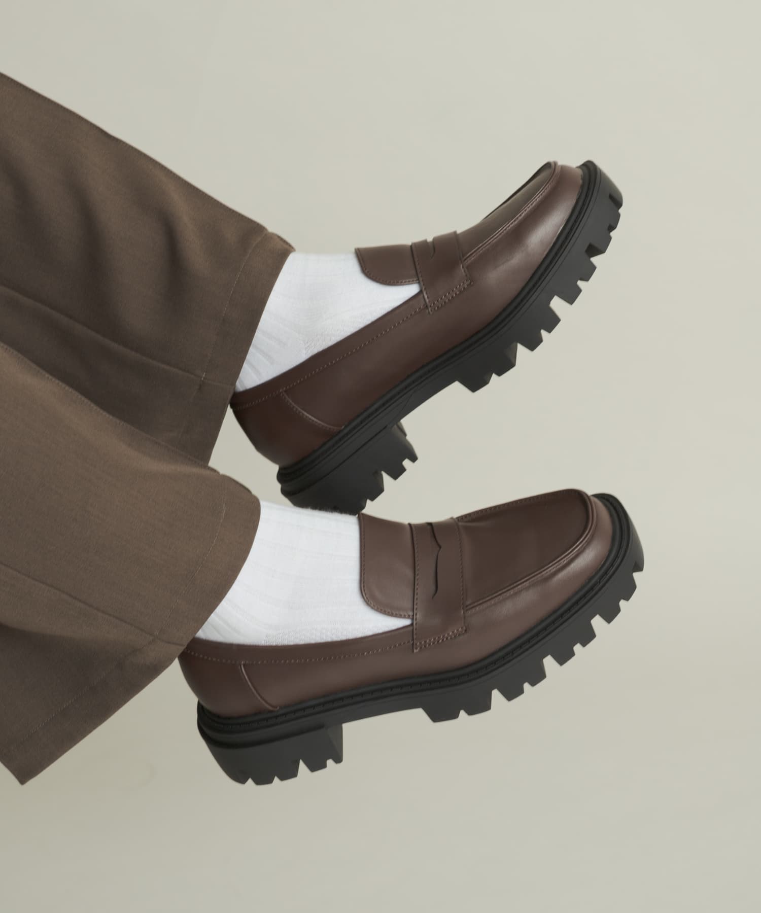 トラックソールコインローファー BROWN 26