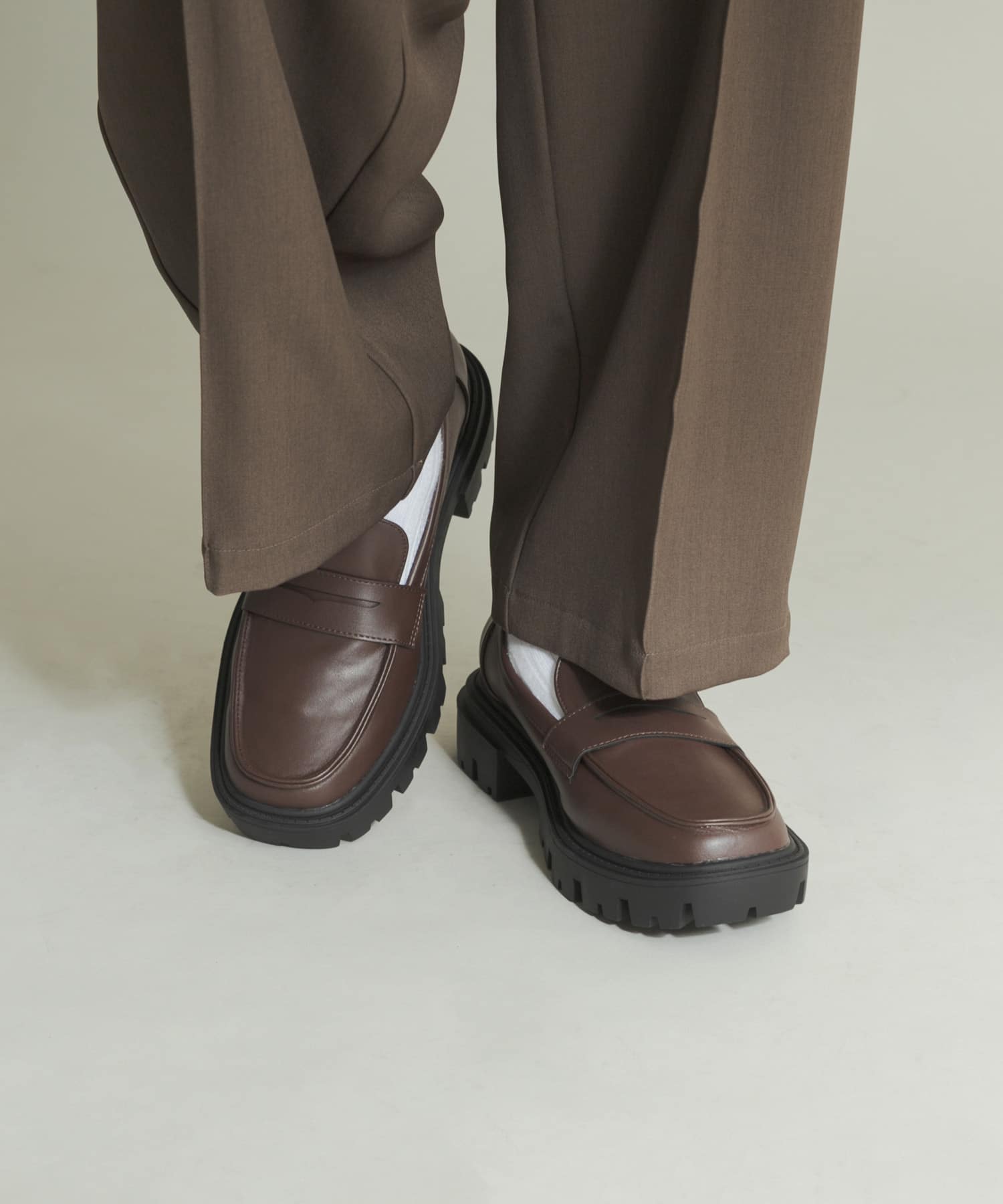 トラックソールコインローファー BROWN 26