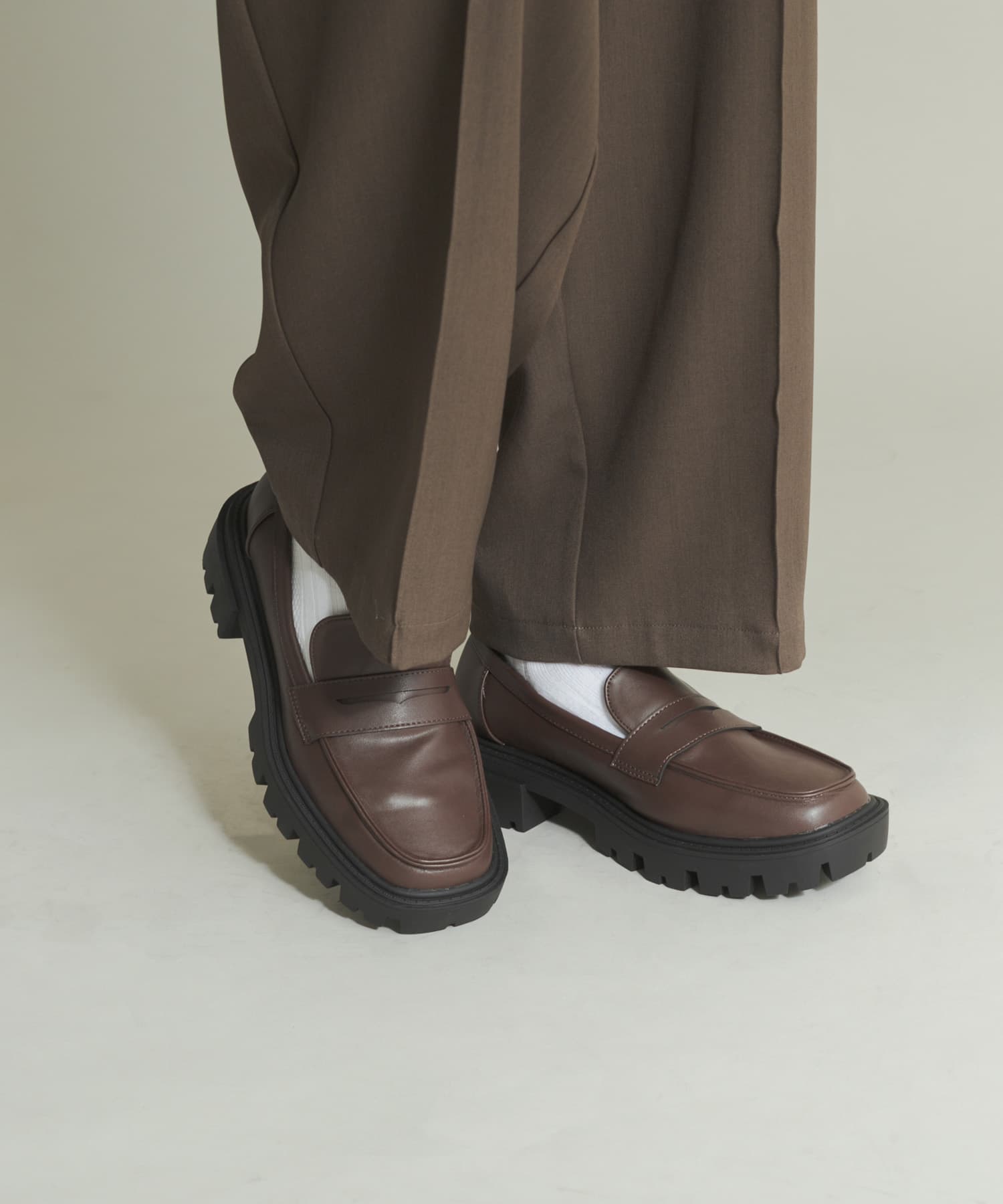 トラックソールコインローファー BROWN 26