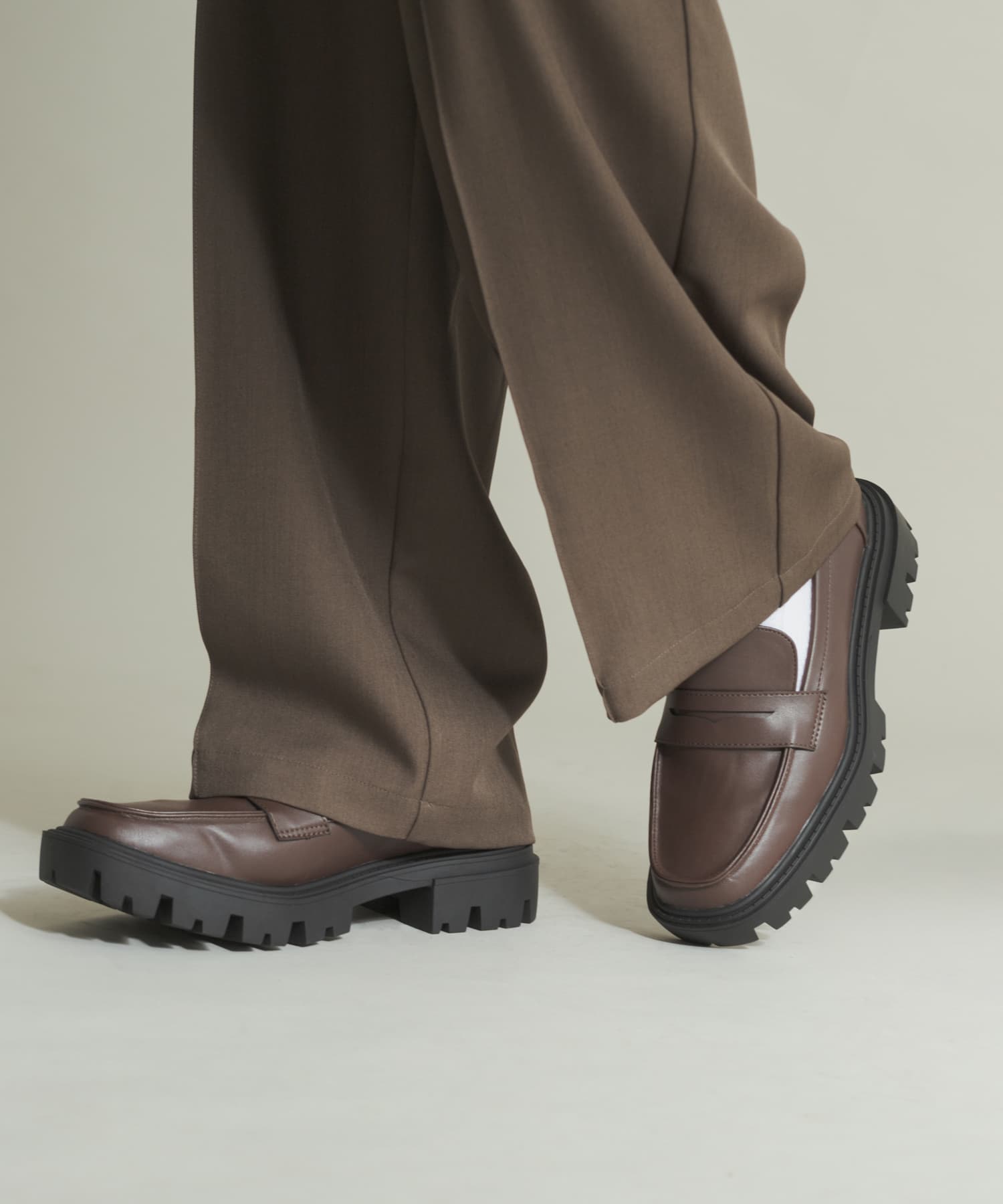 トラックソールコインローファー BROWN 26