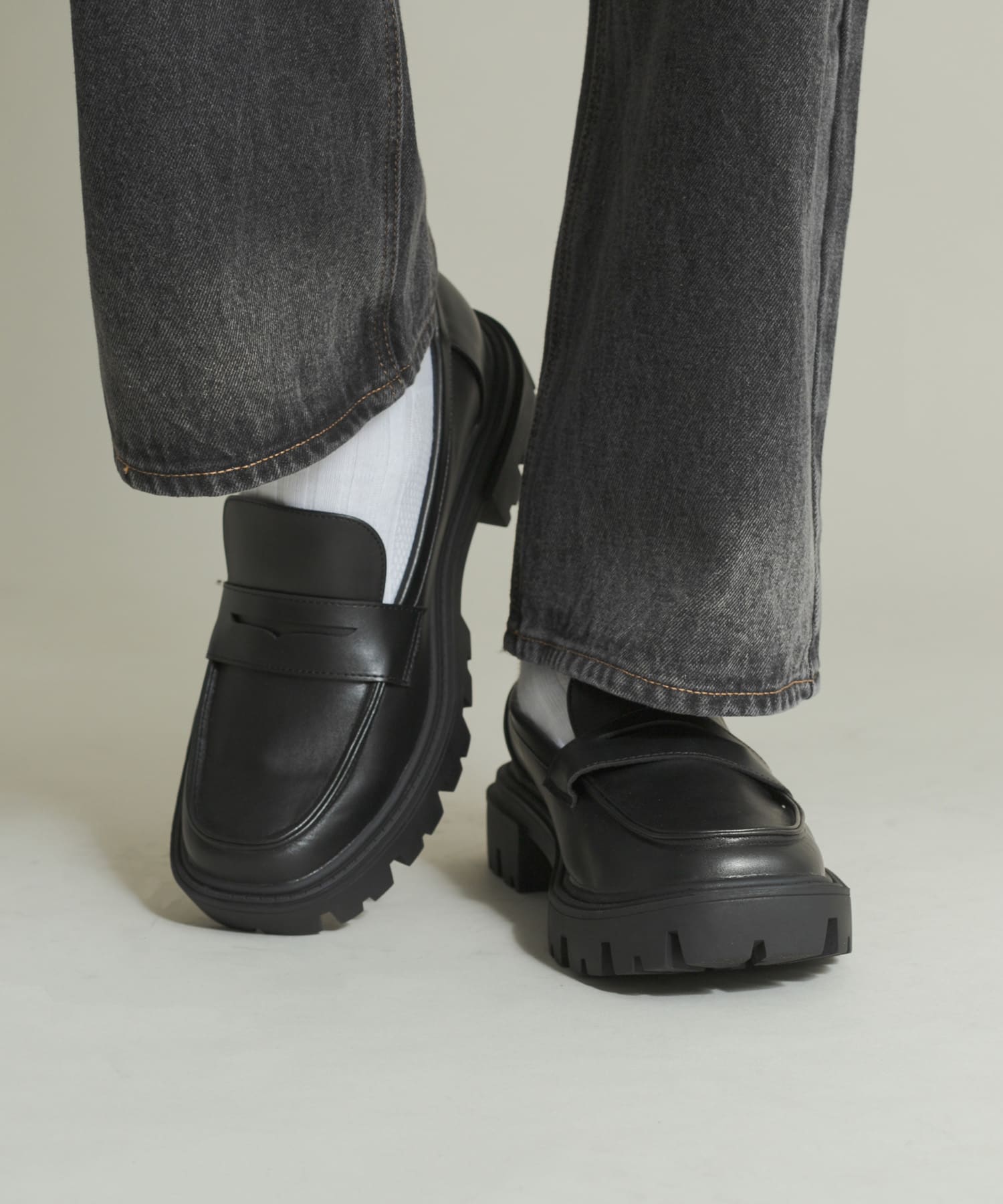 トラックソールコインローファー BLACK 26