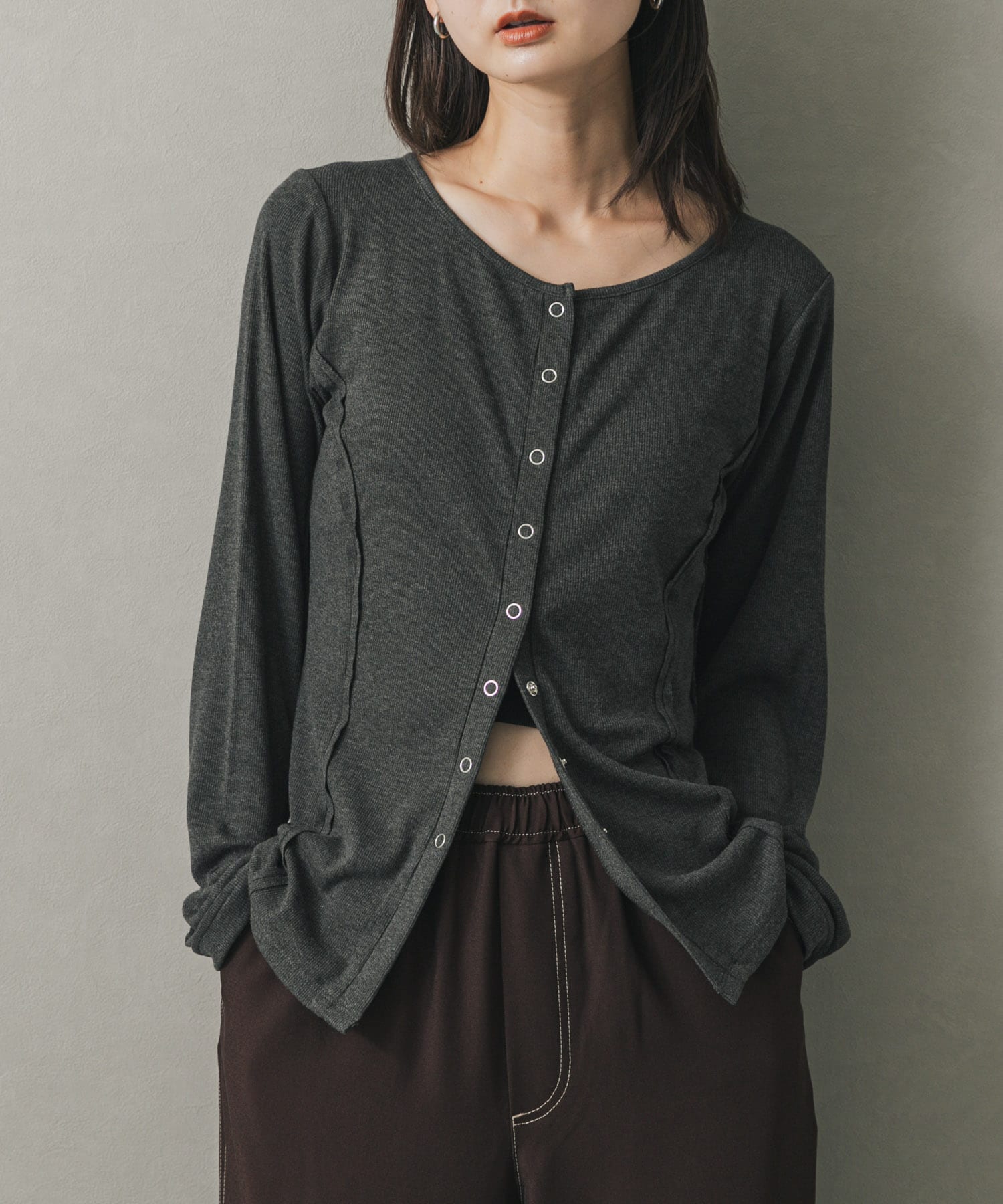 パネルリブカットカーディガン