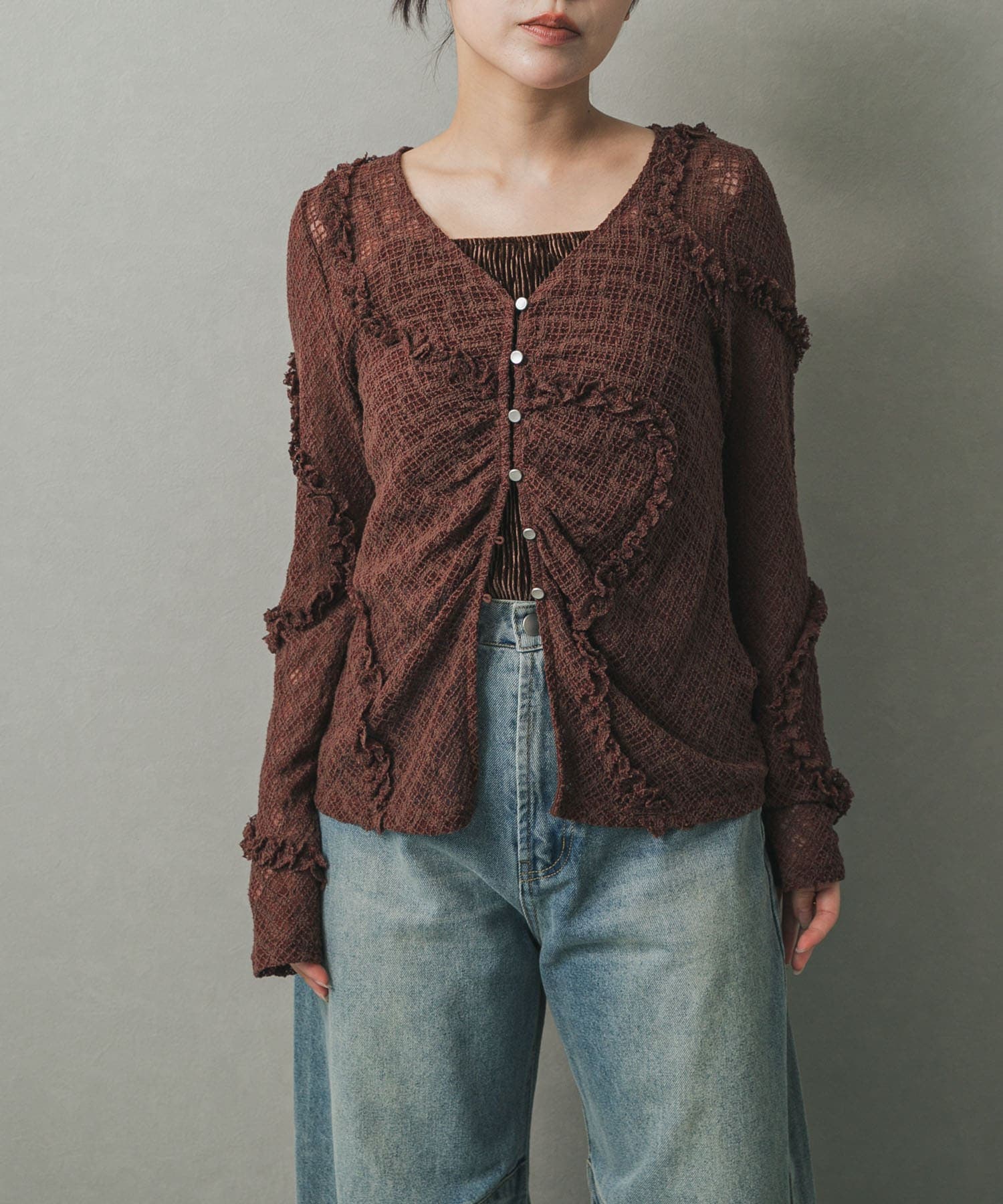 フロントボタンレースカーディガン