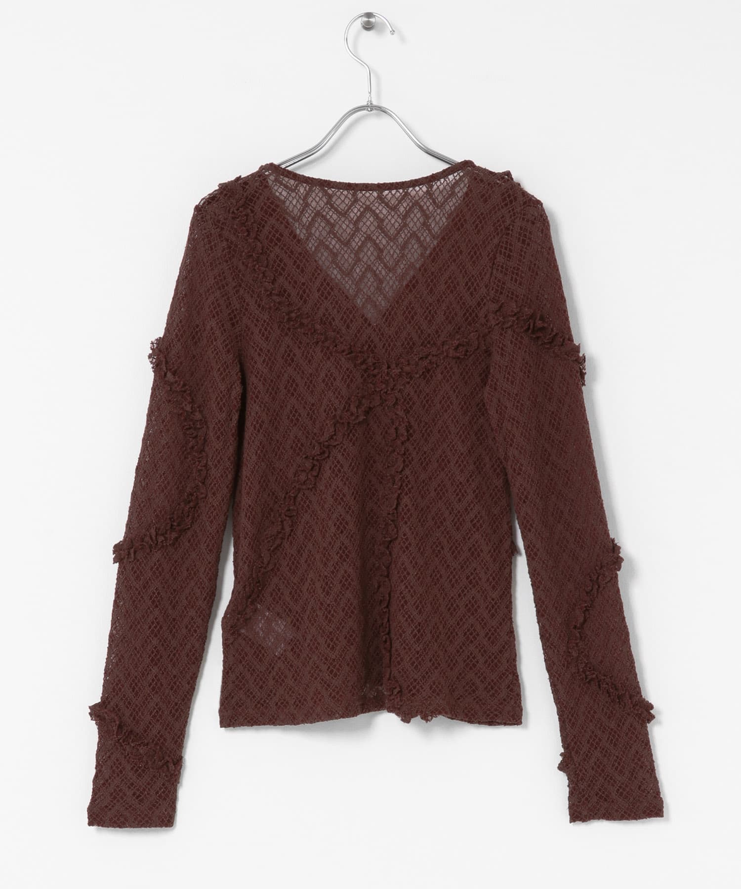 フロントボタンレースカーディガン BROWN one