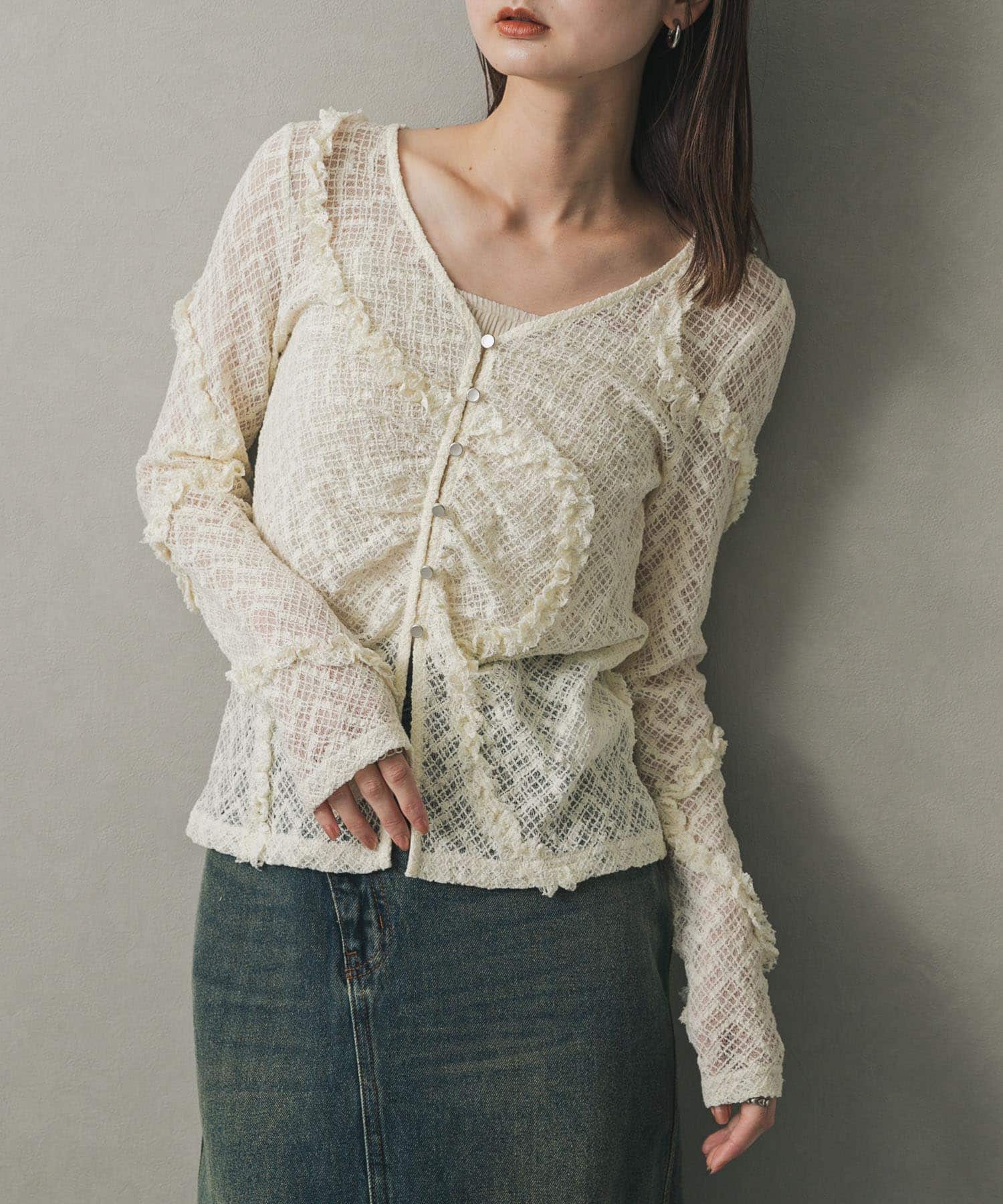 フロントボタンレースカーディガン