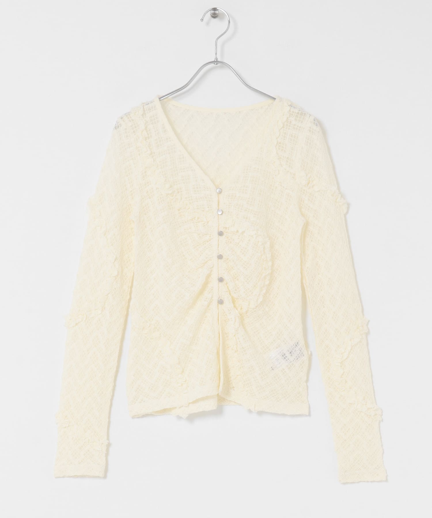 フロントボタンレースカーディガン IVORY one
