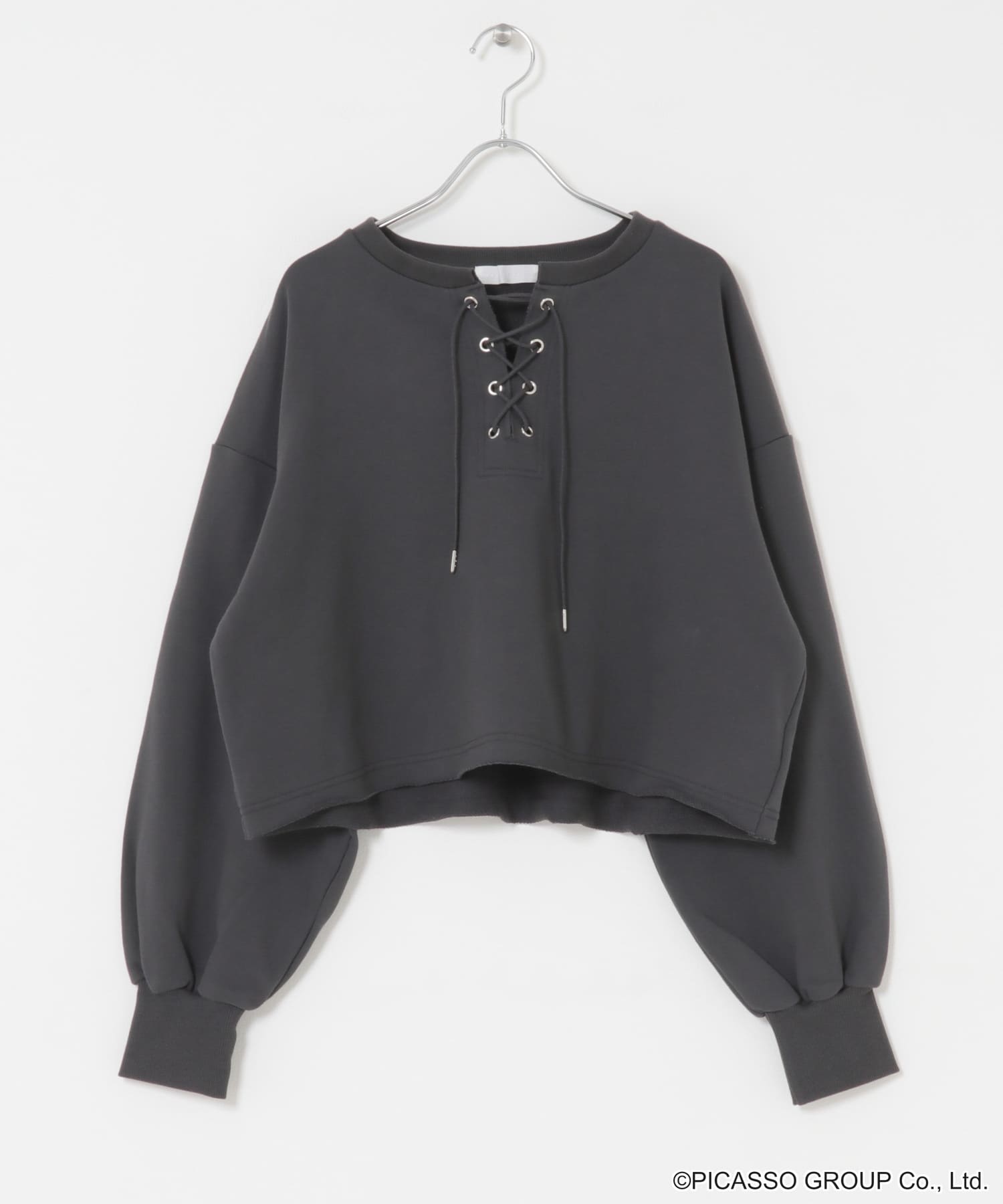 PICASSOレースアップクロップドトップ CHARCOAL one