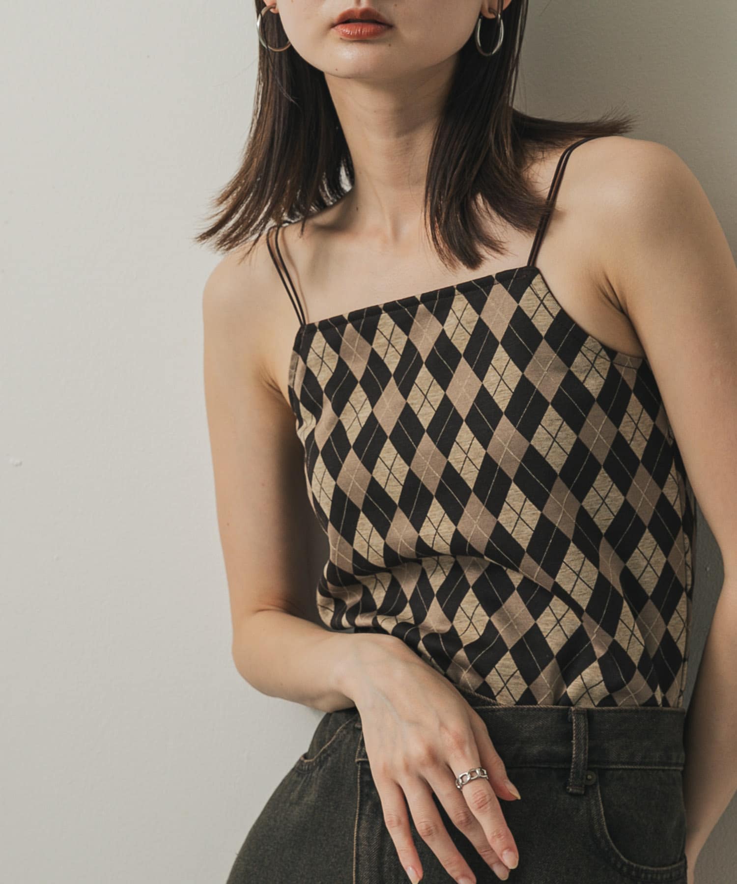 パターンダブルストラップキャミ