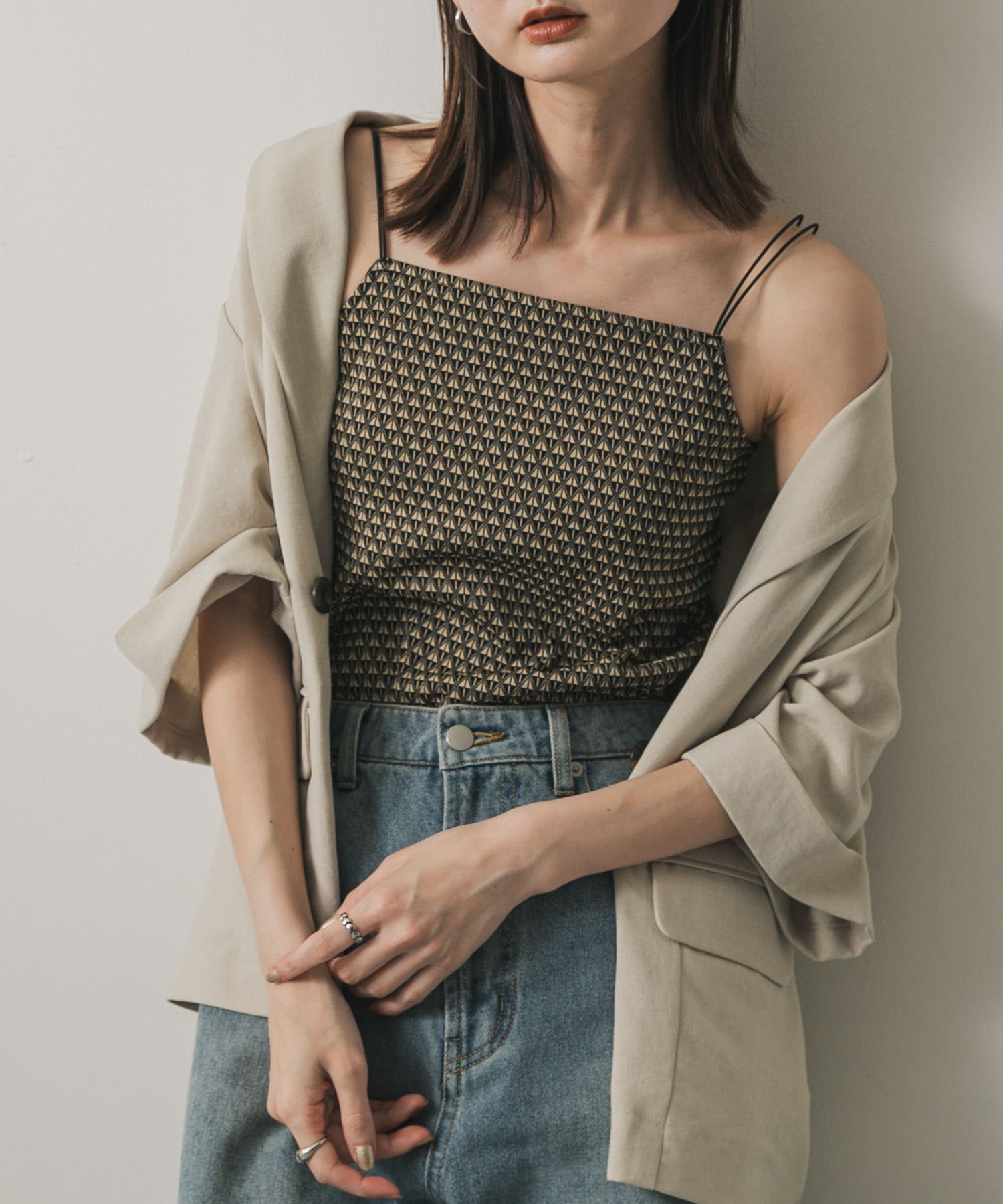 パターンダブルストラップキャミ