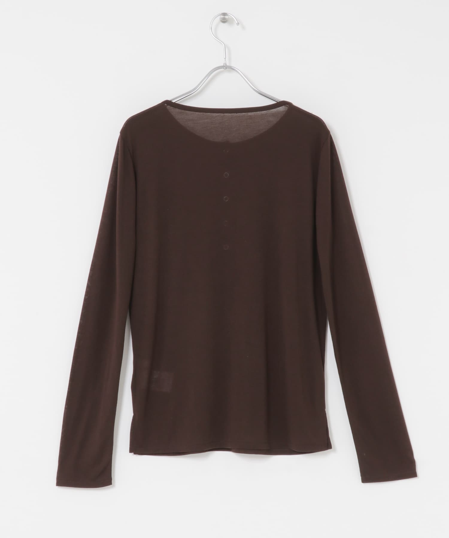 ヘンリーネックプレーンカットトップ BROWN one