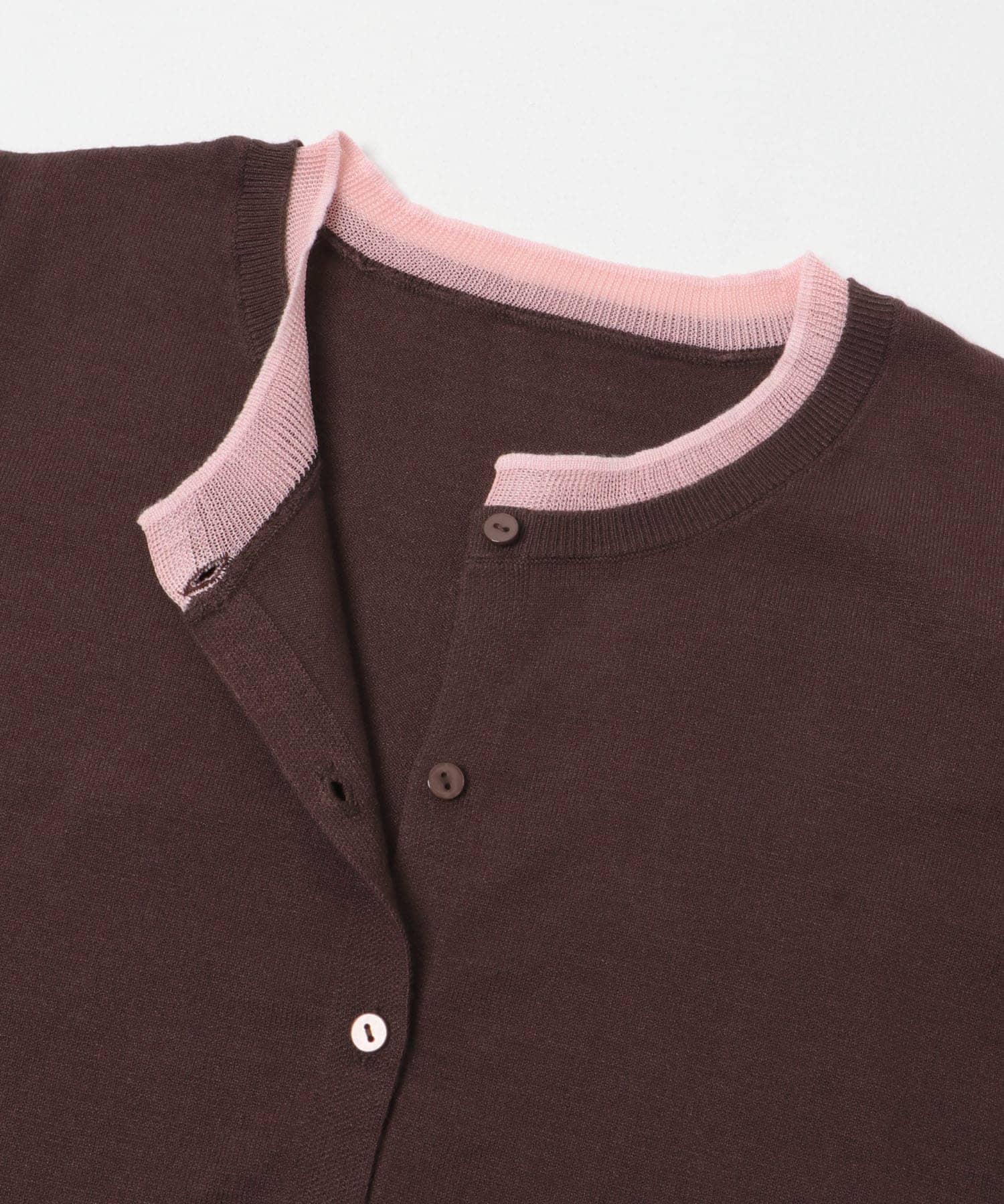 『一部WEB限定カラー』レイヤードバイカラーニットカーディガン BRN×PNK One