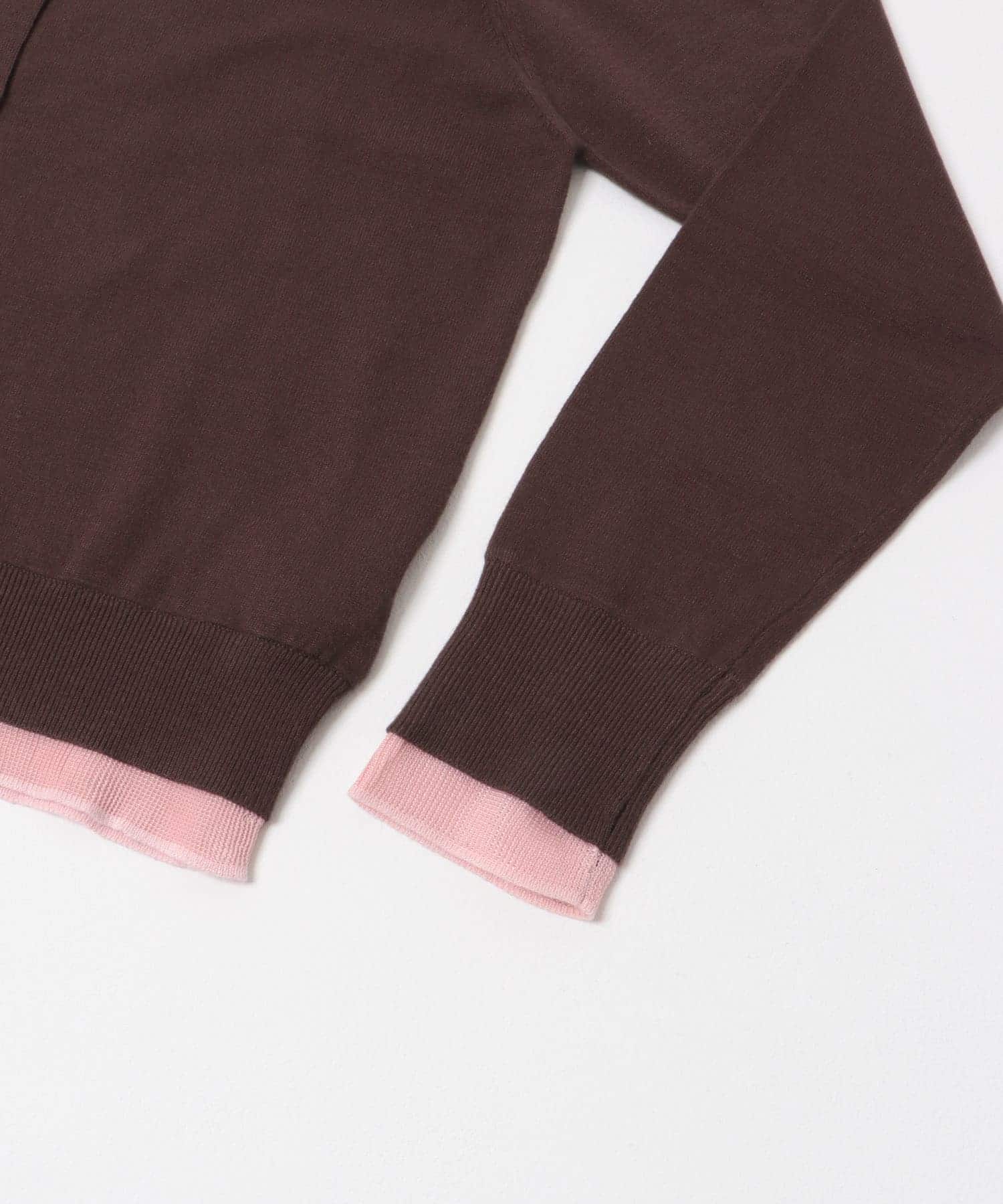 『一部WEB限定カラー』レイヤードバイカラーニットカーディガン BRN×PNK One