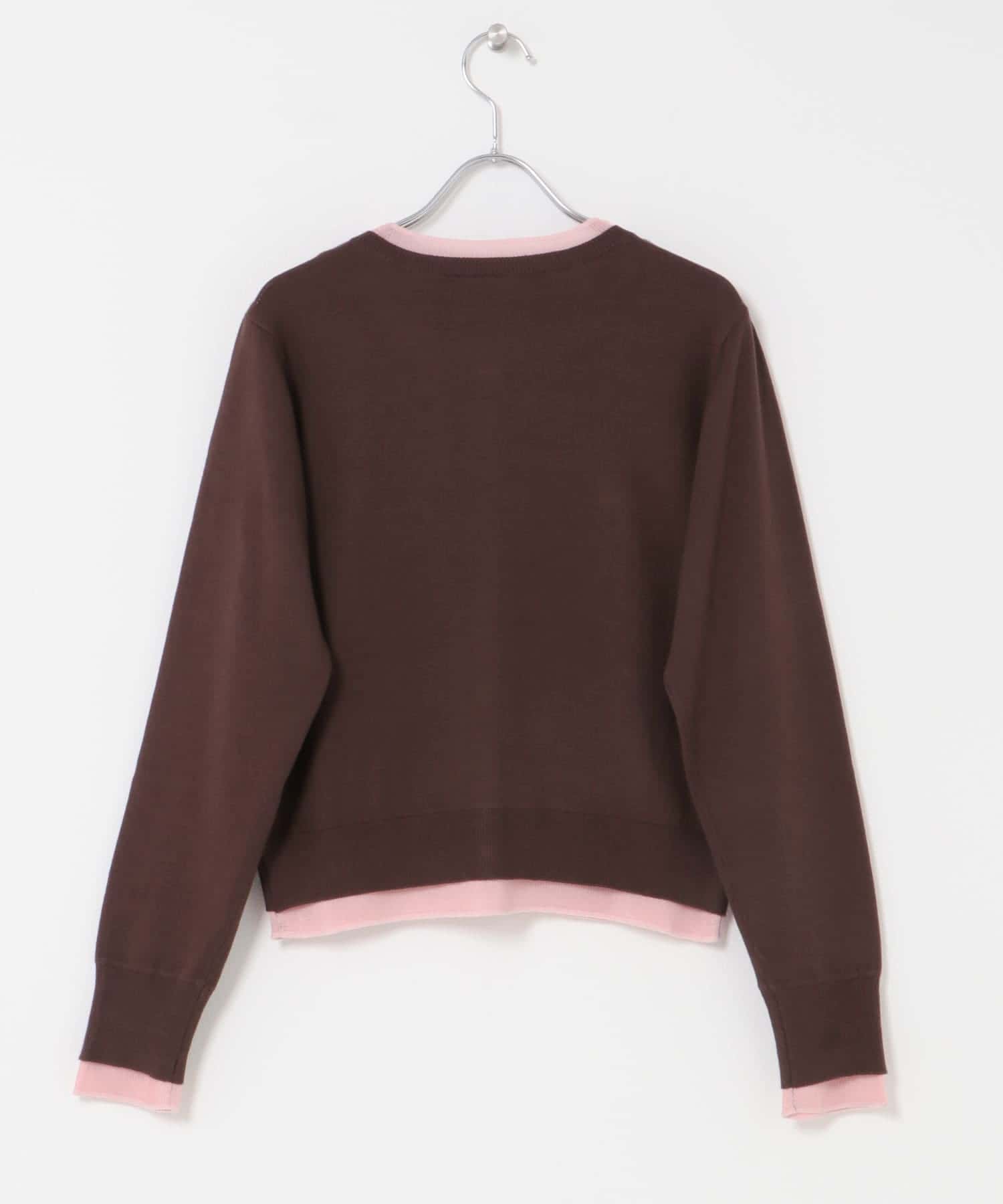 『一部WEB限定カラー』レイヤードバイカラーニットカーディガン BRN×PNK One