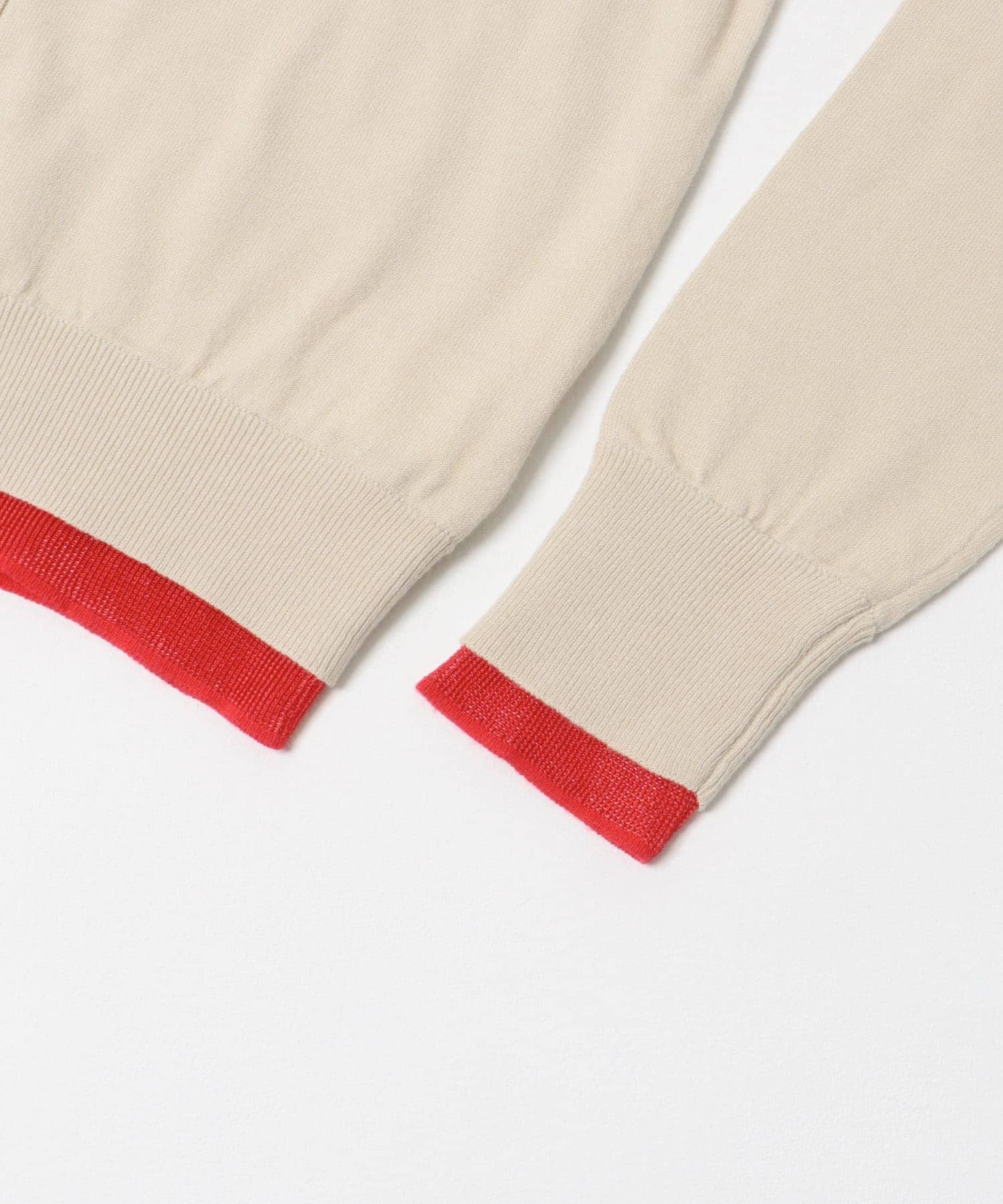 『一部WEB限定カラー』レイヤードバイカラーニットカーディガン BEG×RED One