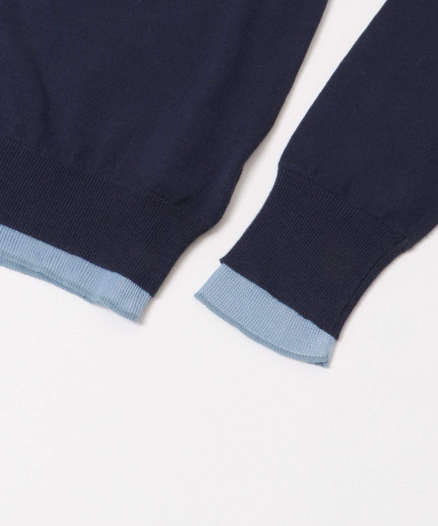 『一部WEB限定カラー』レイヤードバイカラーニットカーディガン NVY×BLU One