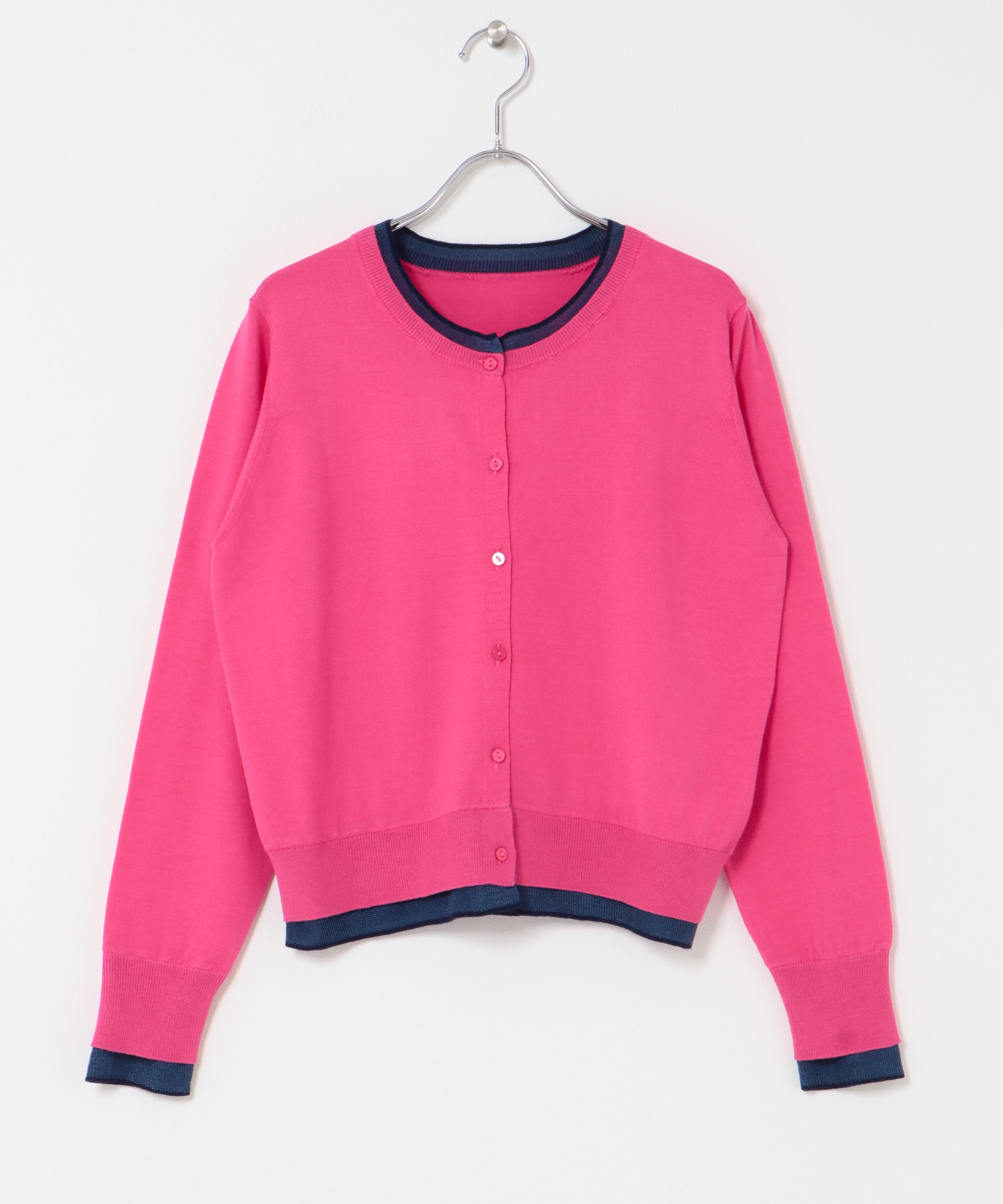 『一部WEB限定カラー』レイヤードバイカラーニットカーディガン