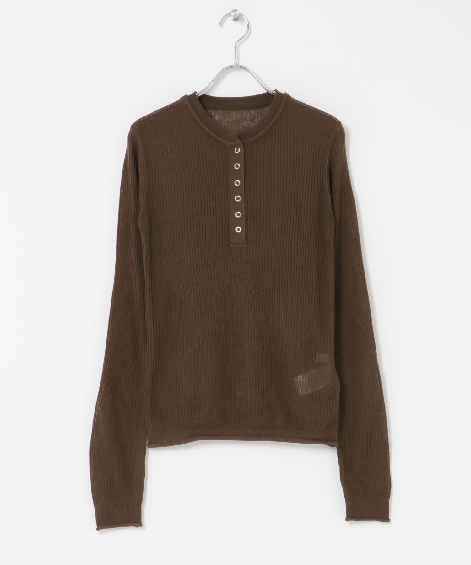 シアーヘンリーネックセーター BROWN one