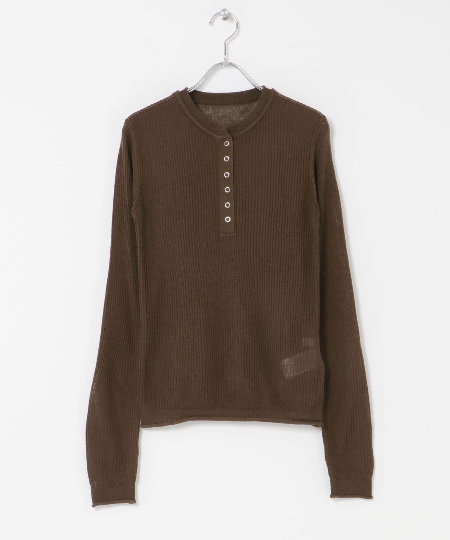 シアーヘンリーネックセーター BROWN one