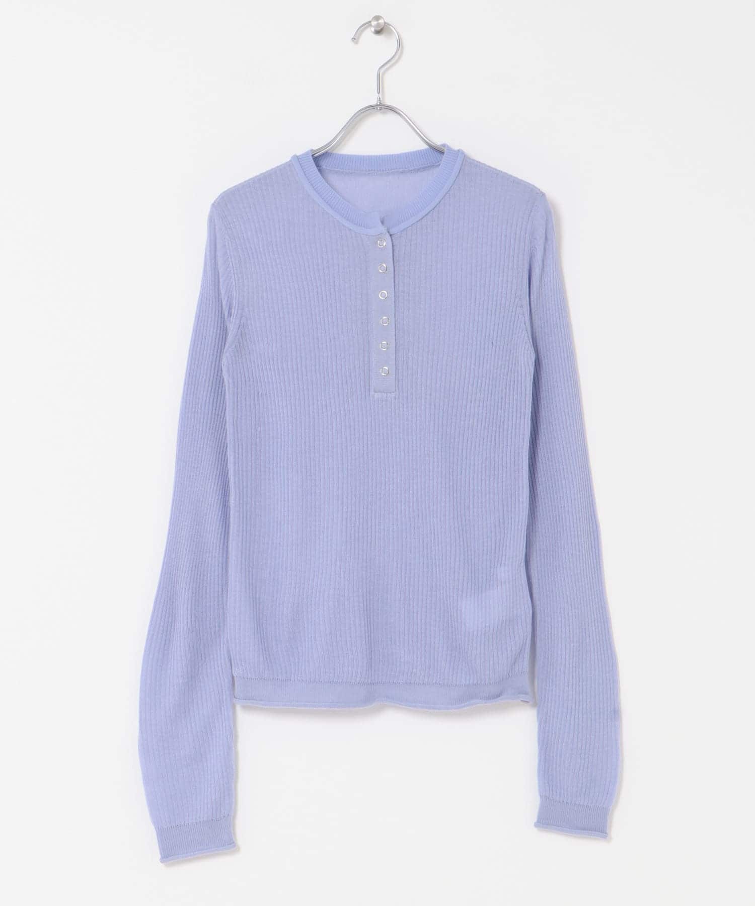 シアーヘンリーネックセーター PURPLE one