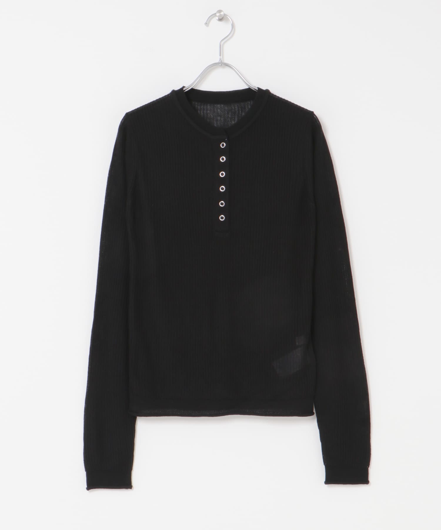 シアーヘンリーネックセーター BLACK one