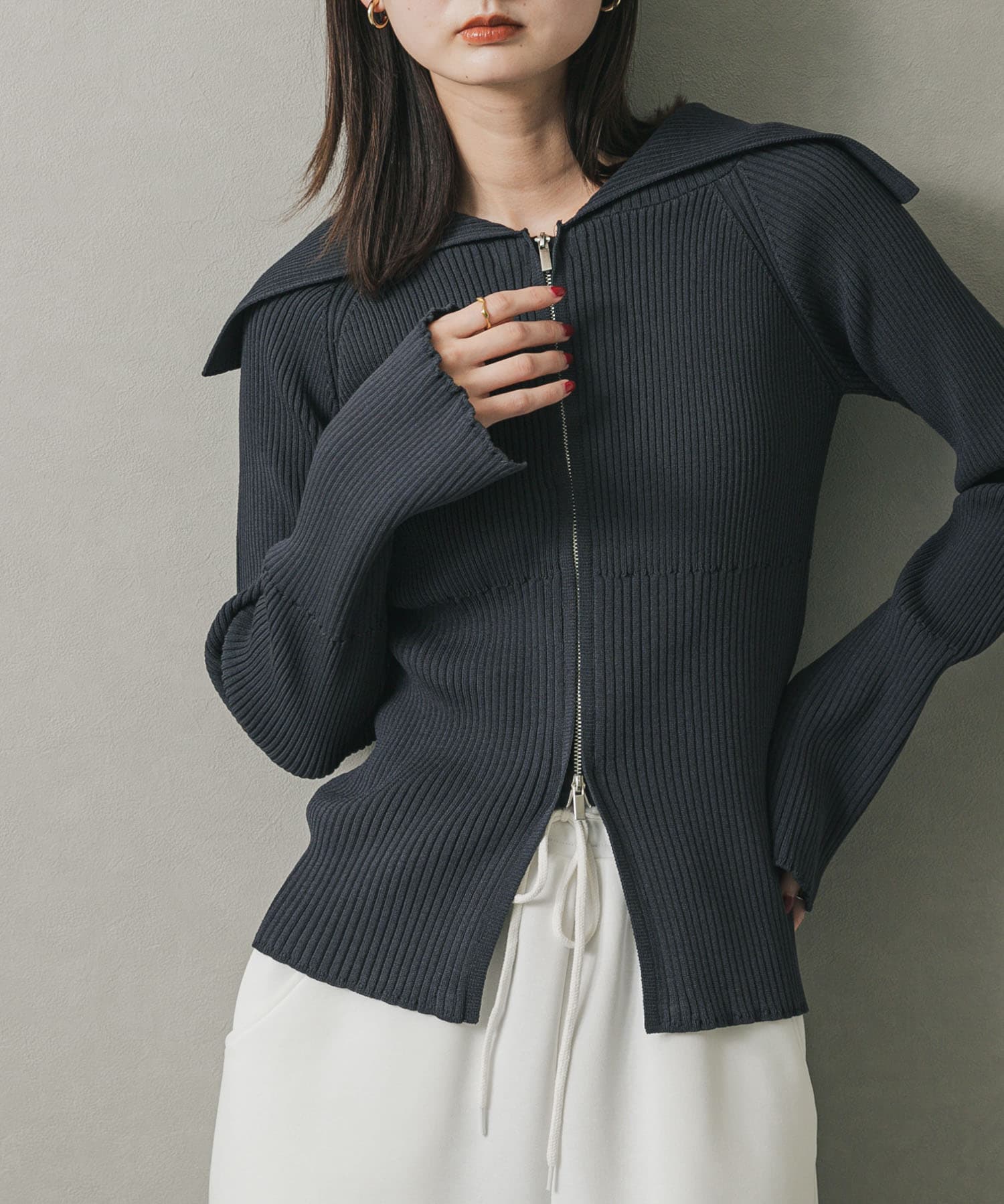 ビックカラージップセーター