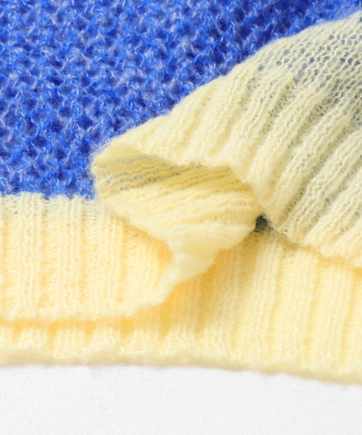 パッチワークメッシュセーター WHT×BLU one