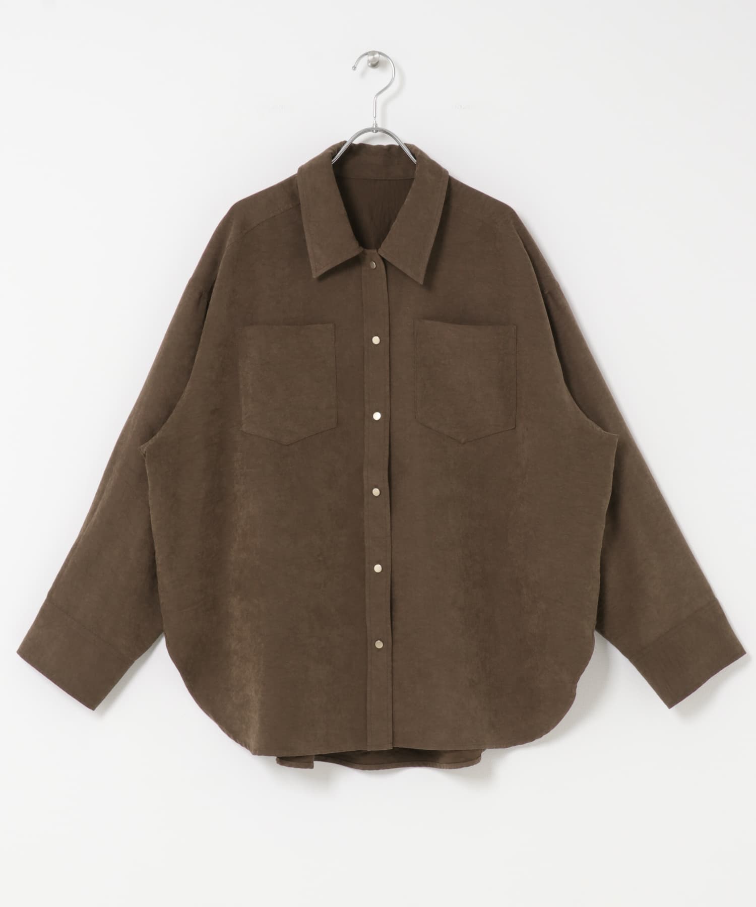 ポケットツキワイドスリーブシャツ BROWN one