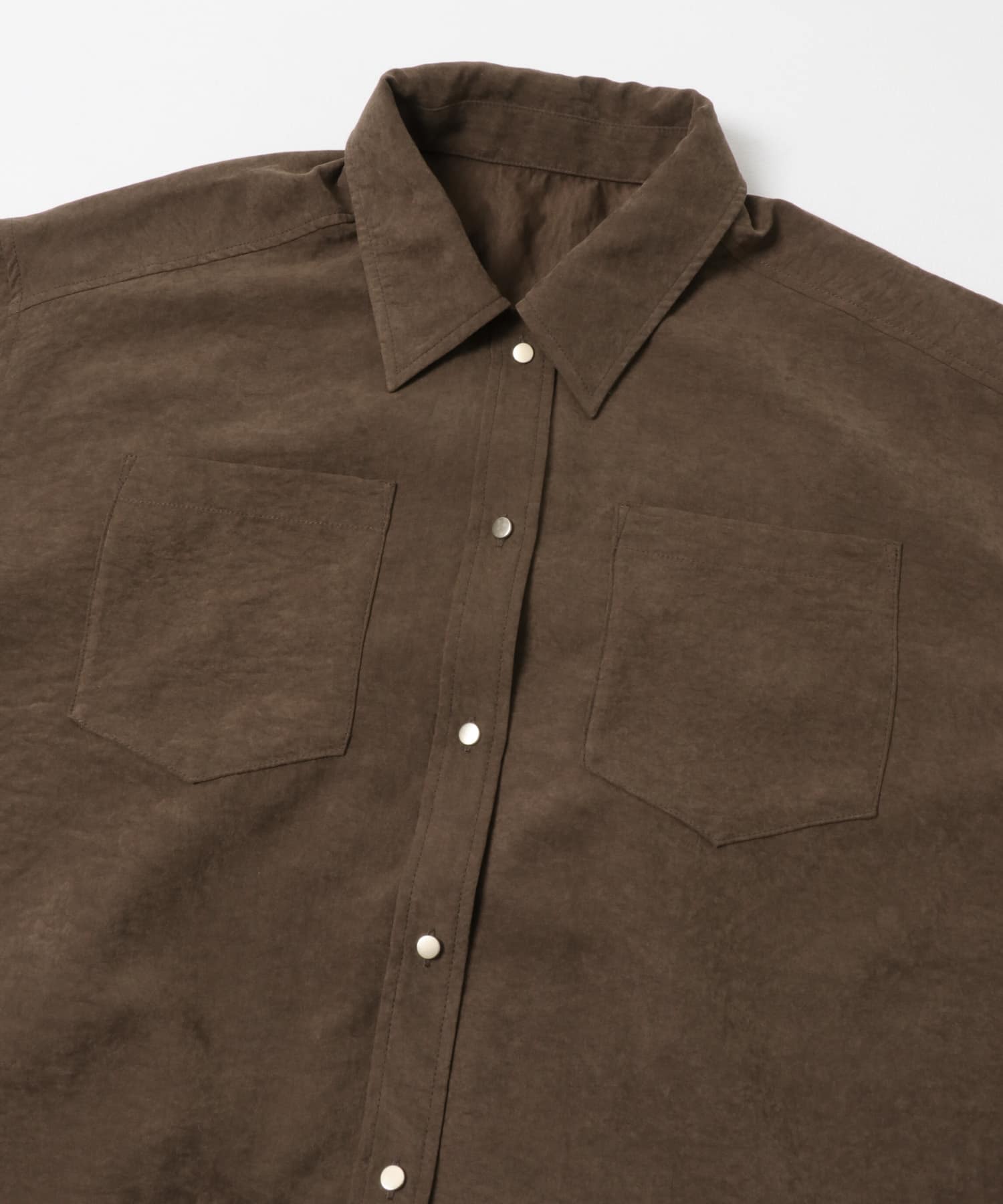 ポケットツキワイドスリーブシャツ BROWN one