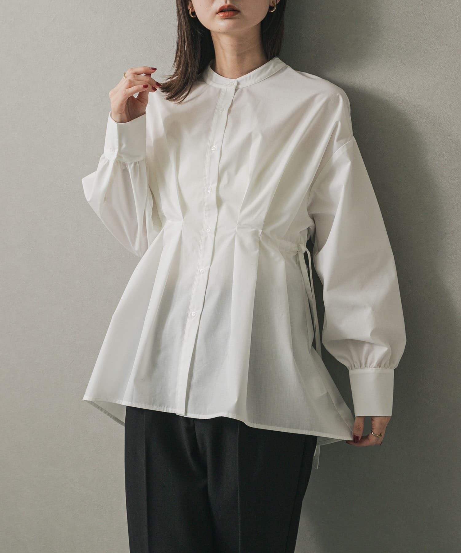 ウエストタックボリュームスリーブブラウス