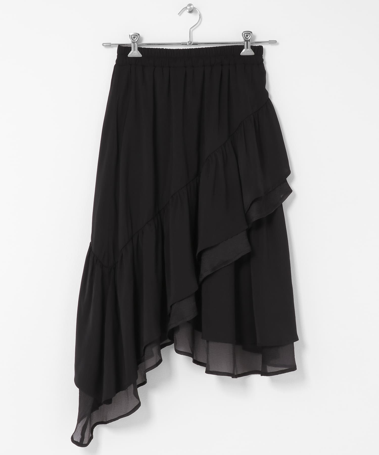 フレアティアードミディスカート BLACK one