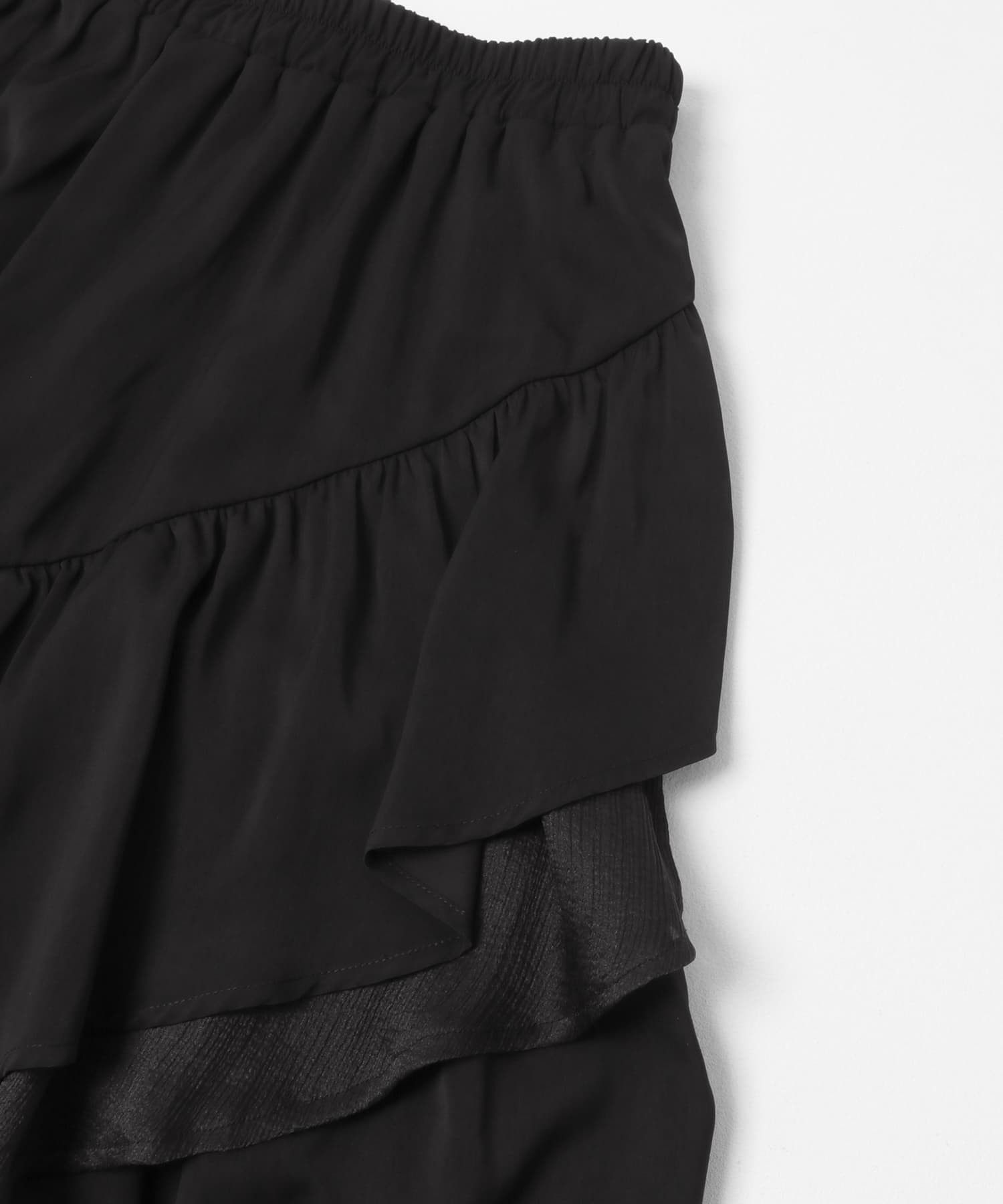 フレアティアードミディスカート BLACK one