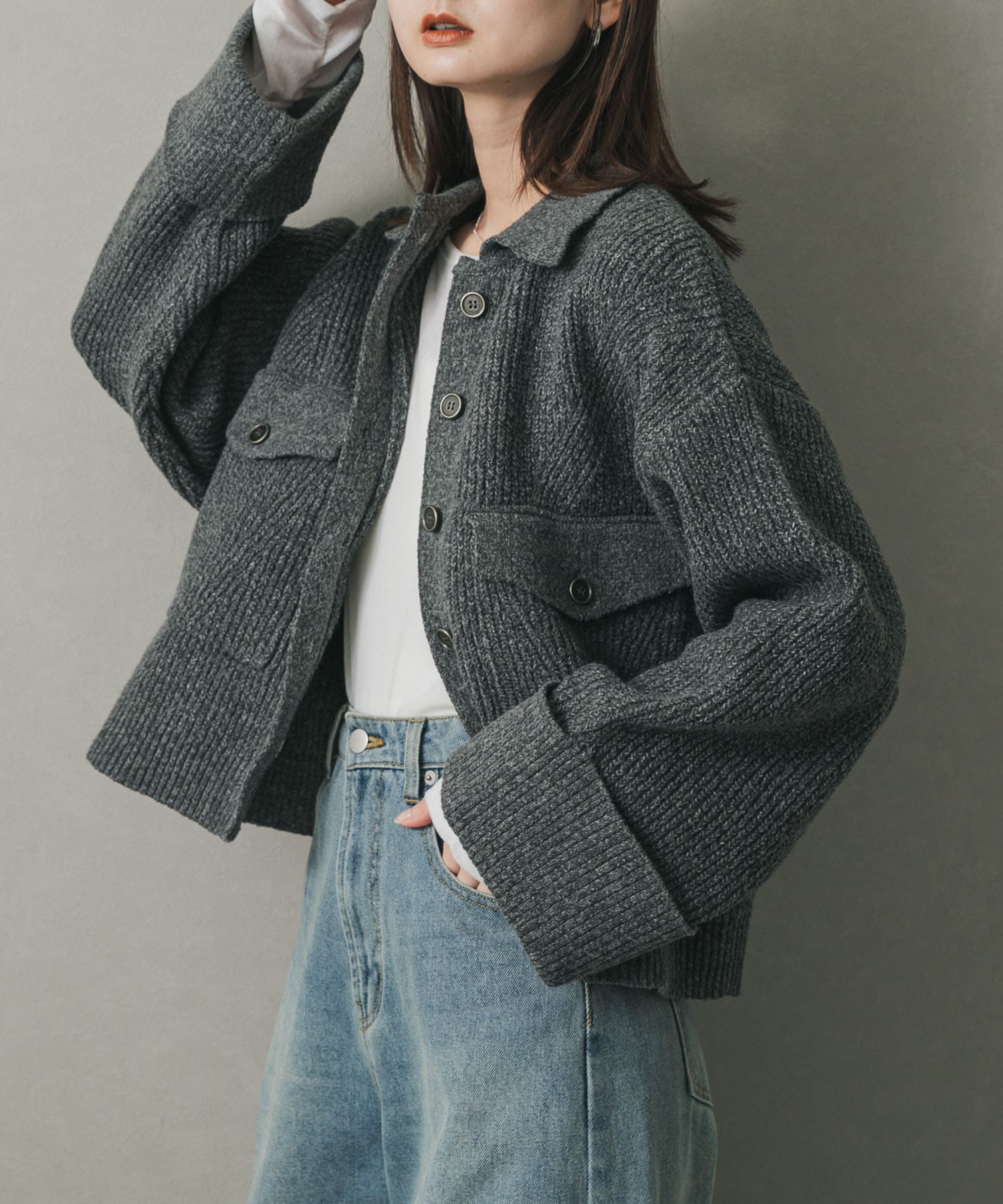 ニットショートジャケット