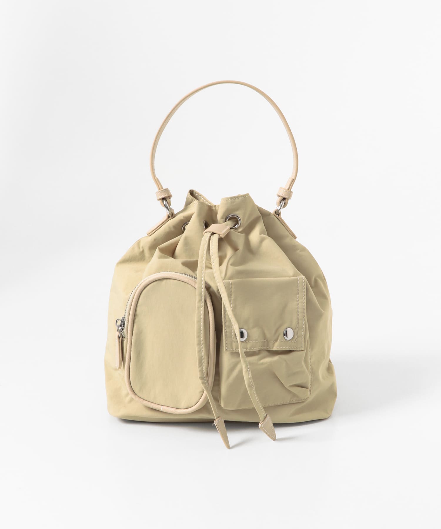 撥水2WAYマルチポケットナイロンバッグ BEIGE one