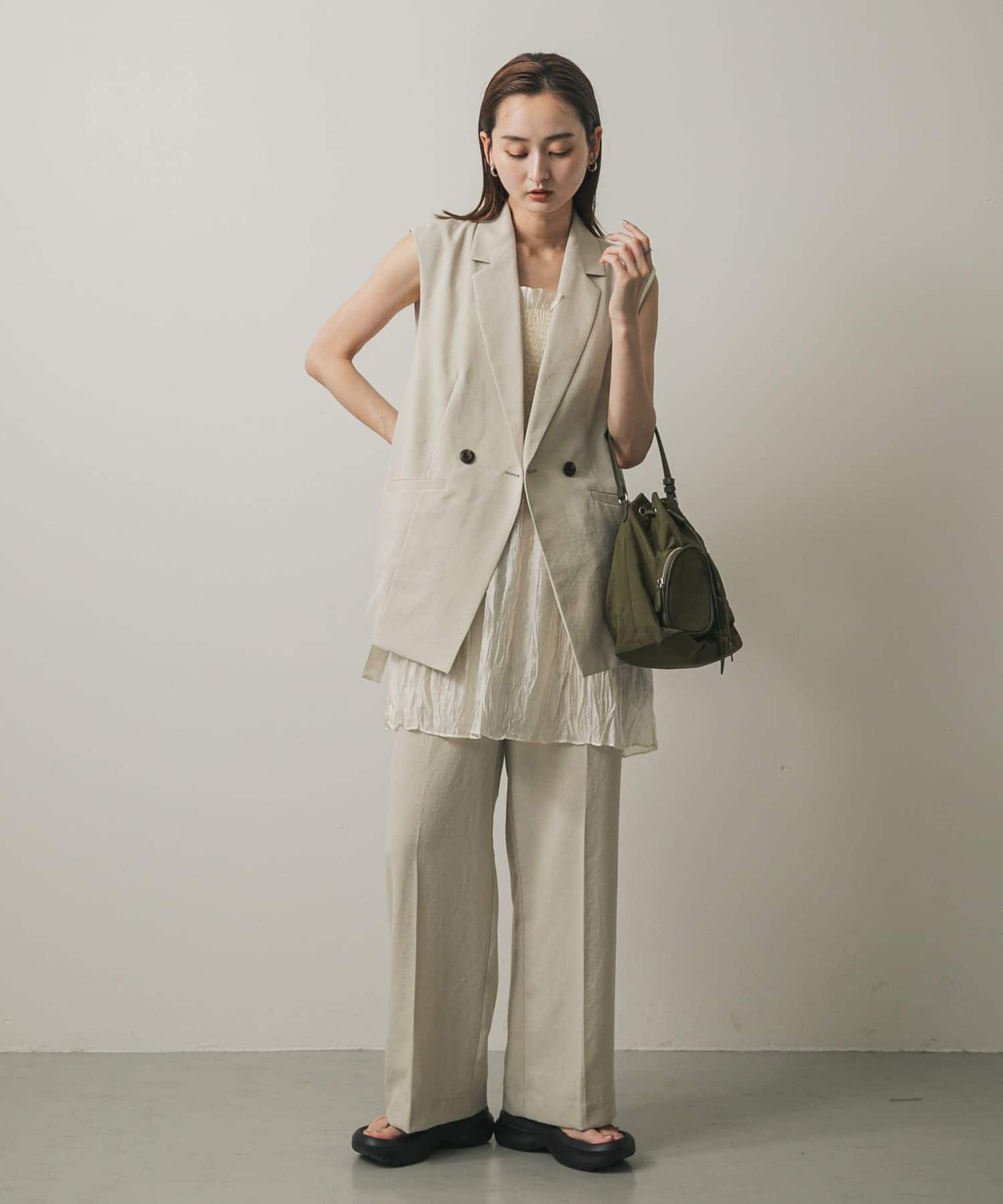 撥水2WAYマルチポケットナイロンバッグ KHAKI one