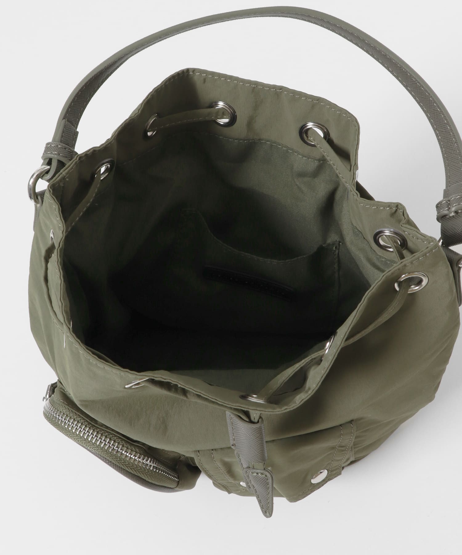 撥水2WAYマルチポケットナイロンバッグ KHAKI one