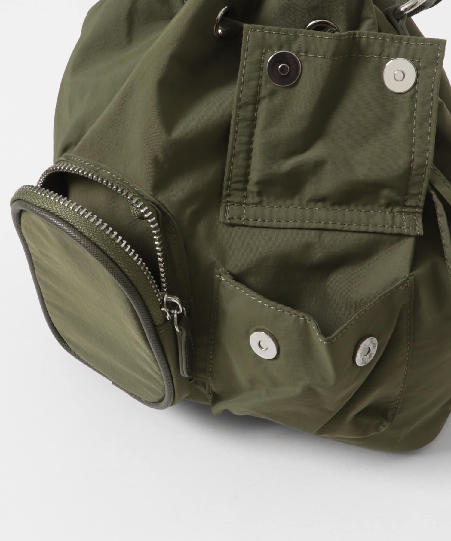 撥水2WAYマルチポケットナイロンバッグ KHAKI one