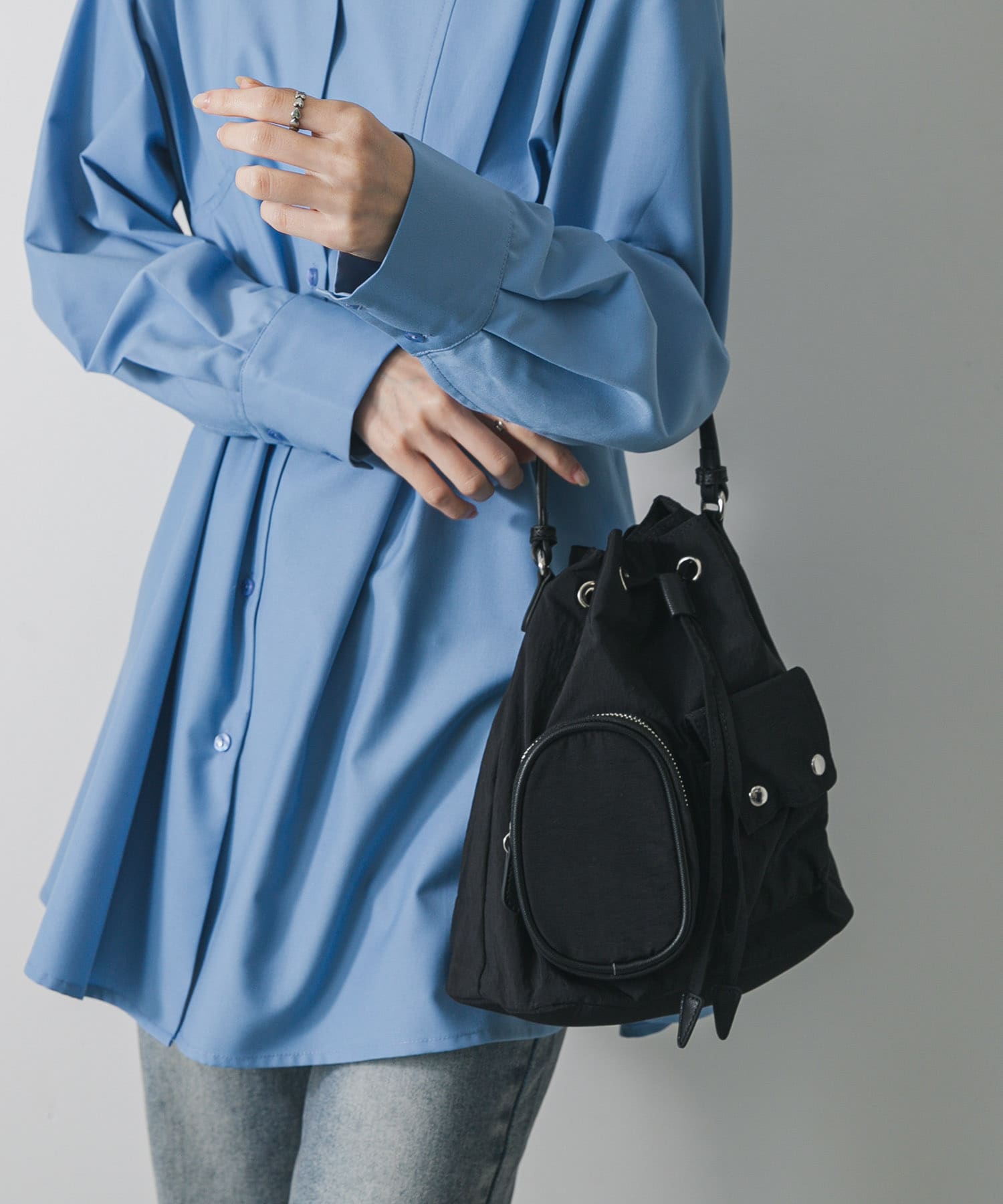 撥水2WAYマルチポケットナイロンバッグ